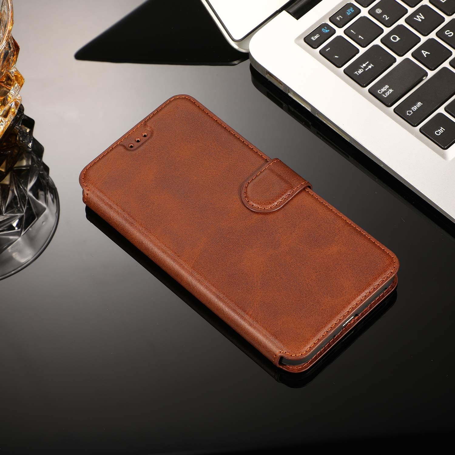 QLTYPRI Funda para iPhone SE 2022 5GSE 202087, Funda tipo cartera simple de cuero PU premium con ranuras para tarjetas, atril, cierre magnético,