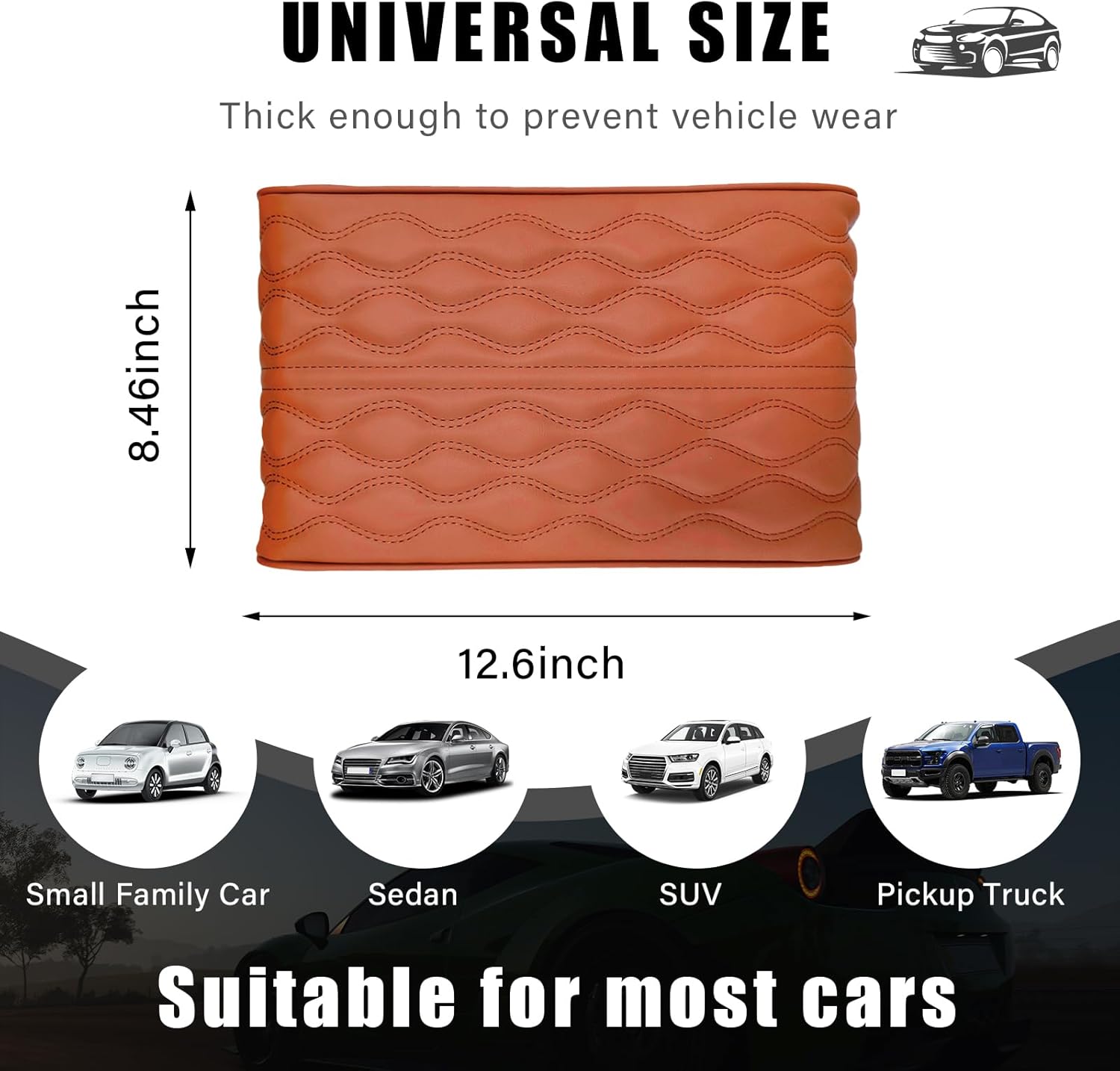 Cojín para consola central de automóvil, de cuero de espuma viscoelástica, para reposabrazos de automóvil, funda universal impermeable para las