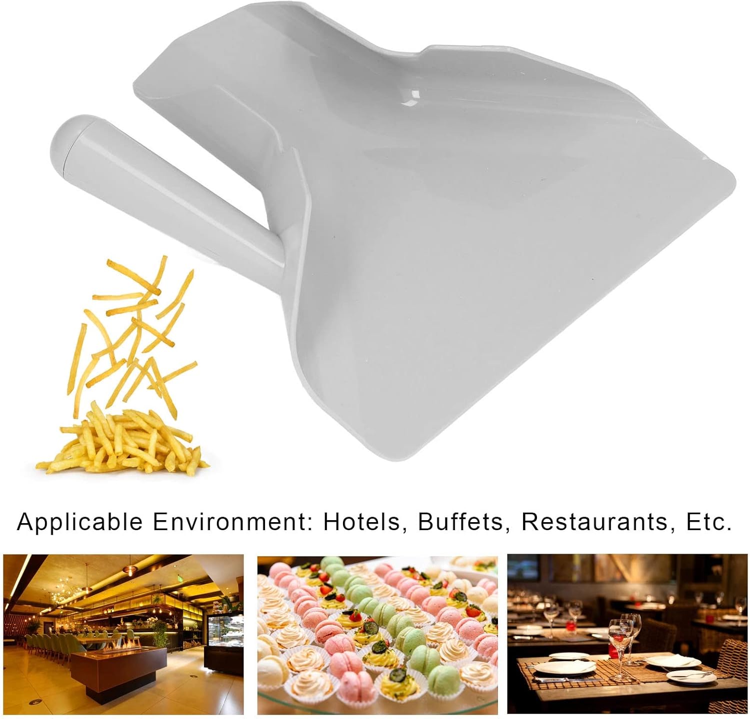 Cuchara para embolsar papas fritas, pala para patatas fritas con mango derecho