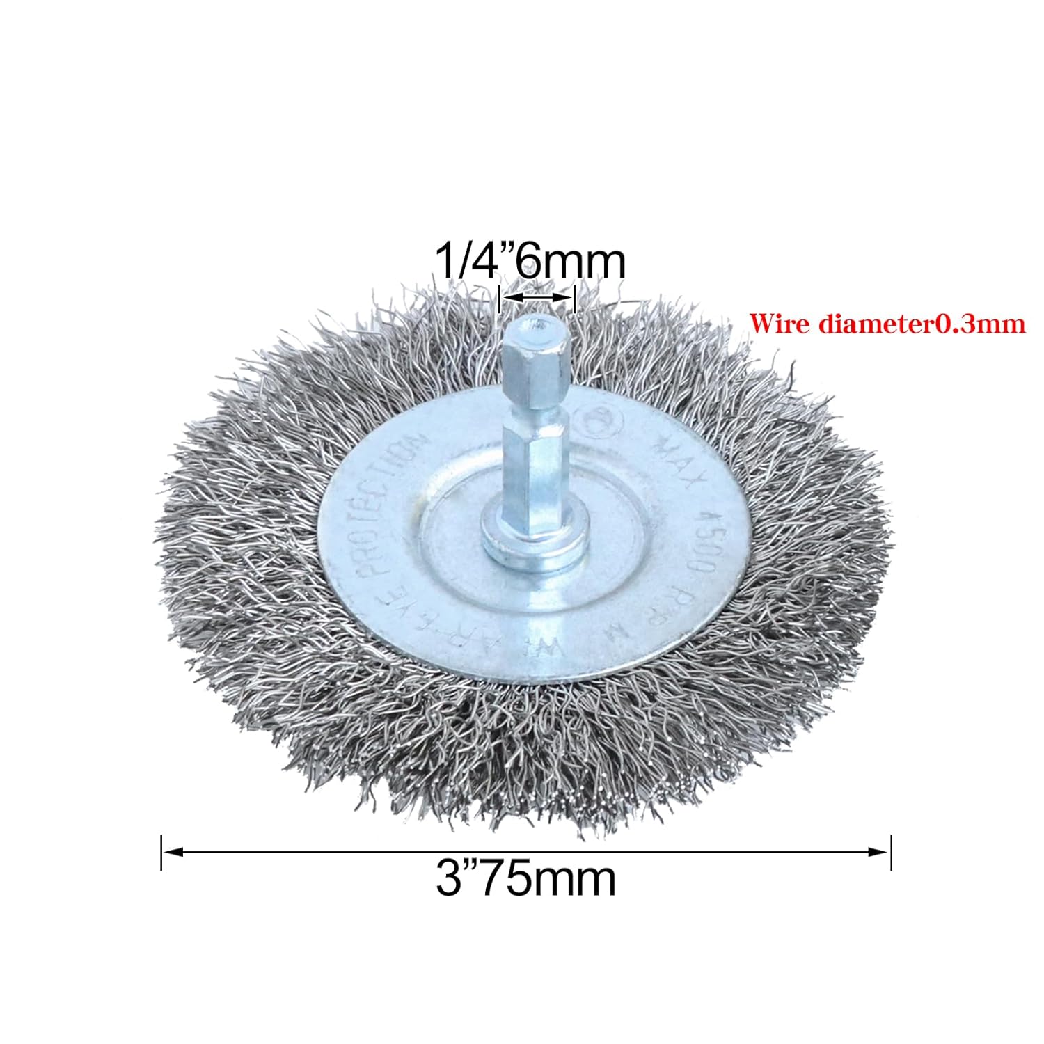 Hiqalty 10 cepillos de rueda de alambre de acero inoxidable de 3 pulgadas para taladro con vástago hexagonal de 14 pulgadas (10)