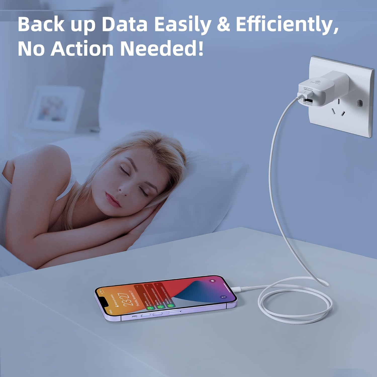 PL ZMPWLQ Adaptador de copia de seguridad automática para iPhonefoto-copia de seguridad-almacenamiento-cubo de datos para iPhone-Backup-Dispositivo