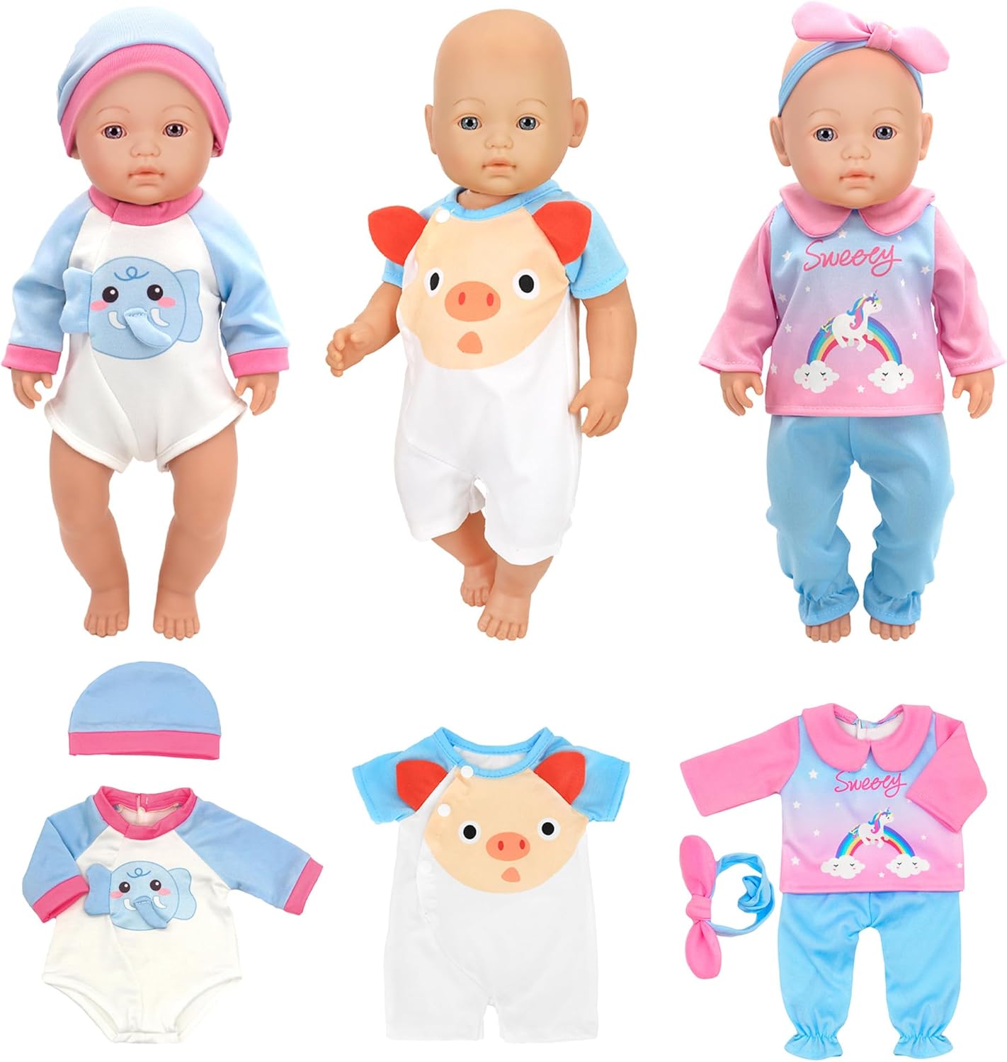 10 juegos de ropa y accesorios para muñecas de bebé de 14 a 16 pulgadas, muñecas recién nacidas de 16.9 in, muñecas de 15 pulgadas, muñecas de 18