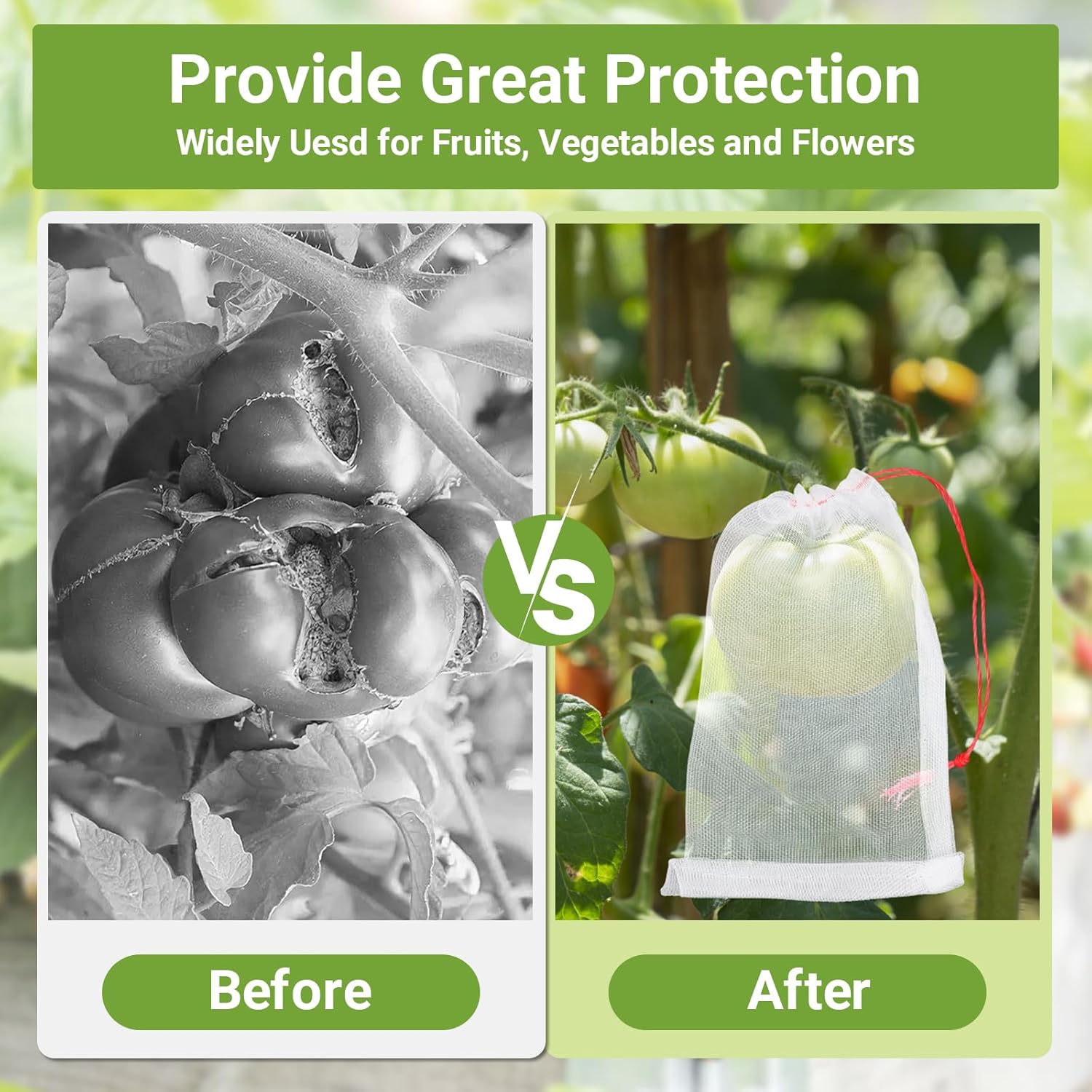 Bolsas de protección de frutas, paquete de 100 unidades de 4 x 6 pulgadas, barrera de plagas para jardín, red de insectos, pequeñas bolsas de malla