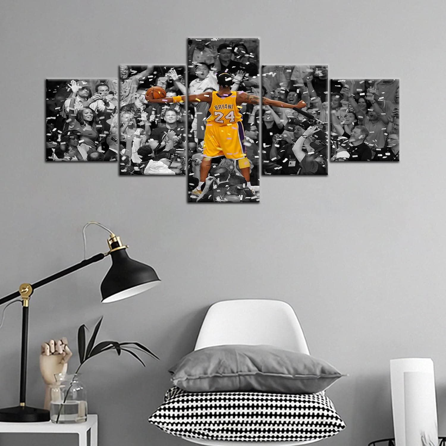 GoForArt Kobe Bryant – Póster para pared, 5 piezas, lienzo, impresiones artísticas, obras de arte para la sala de estar, decoración moderna del