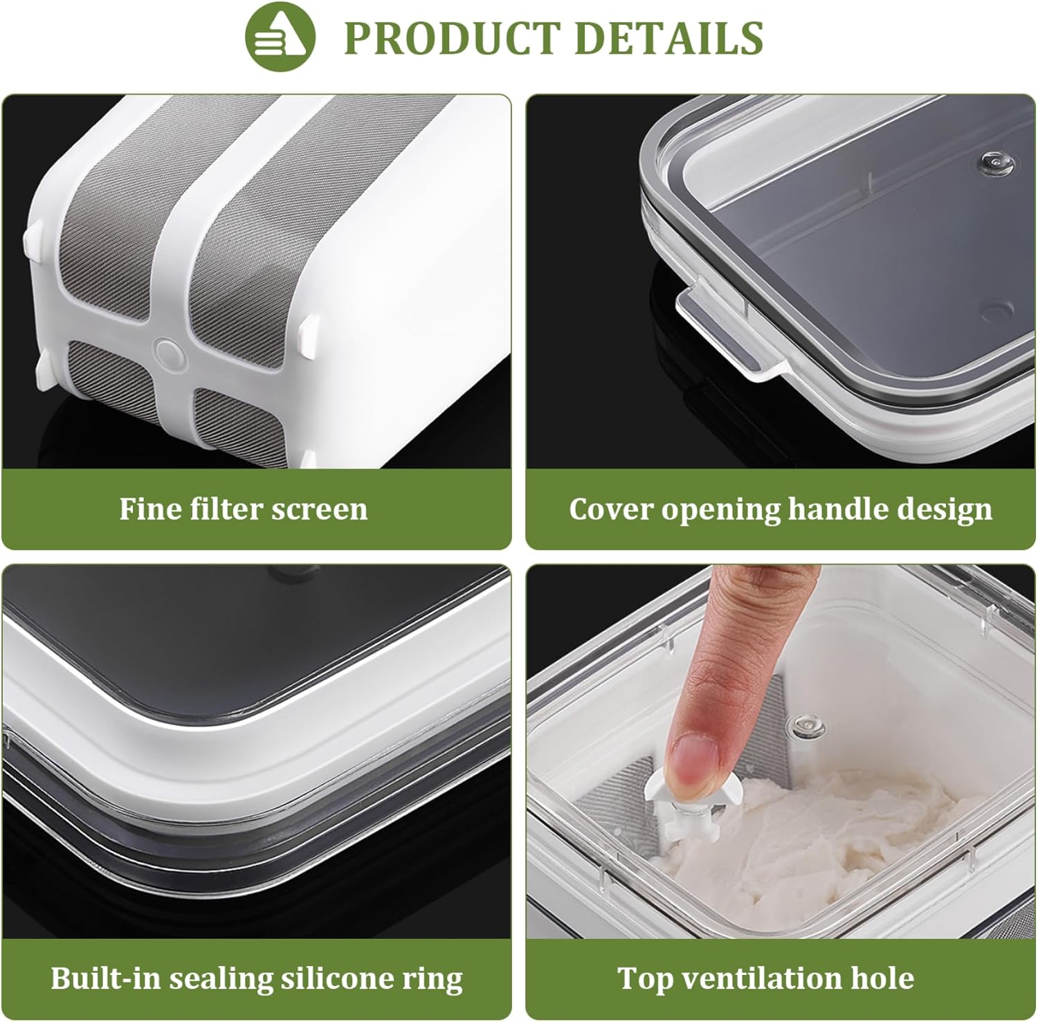 Colador de yogur para hacer yogur, 37.2 fl oz Bpa- Colador de queso con una malla fina Bsg y tapa, filtro de jugo a prueba de fugas, fabricante de