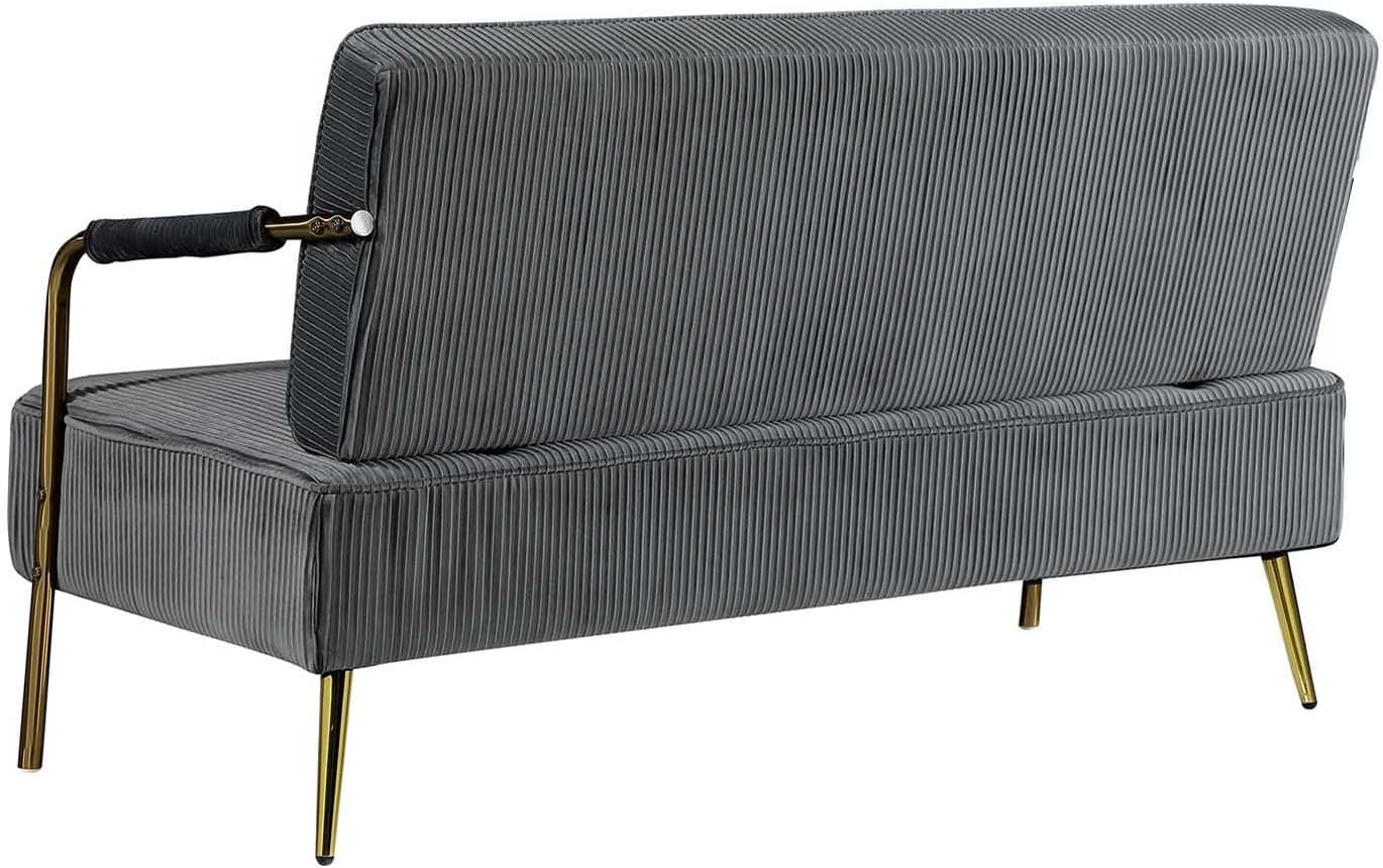 Moderno sofá tapizado de terciopelo con soporte de patas de metal, sofá de dos plazas con almohadas para espacio pequeño, sala de estar, dormitorio,