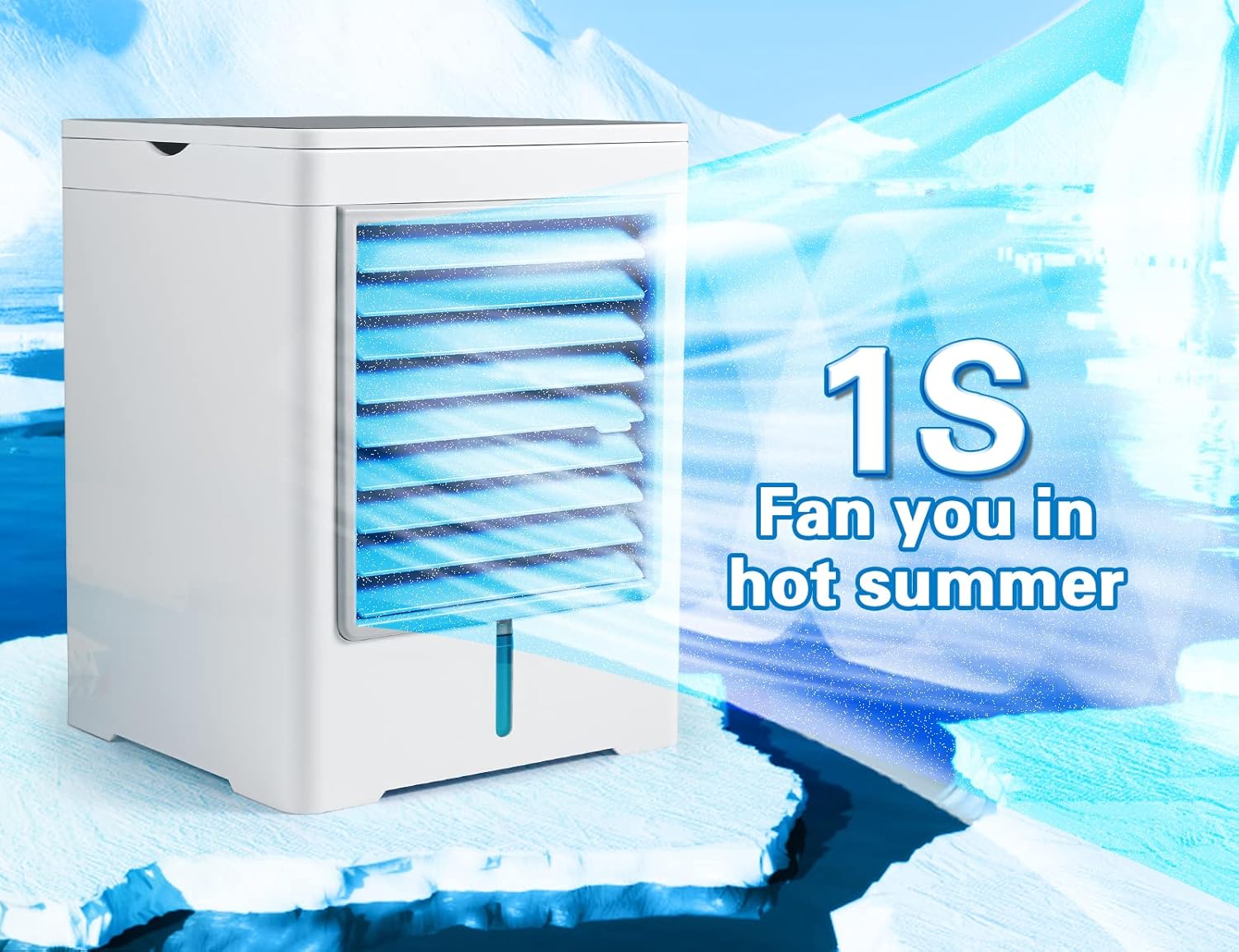 Aire acondicionado portátil, enfriador de aire evaporativo, mini enfriador de aire inalámbrico personal con 3 velocidades de viento y 3