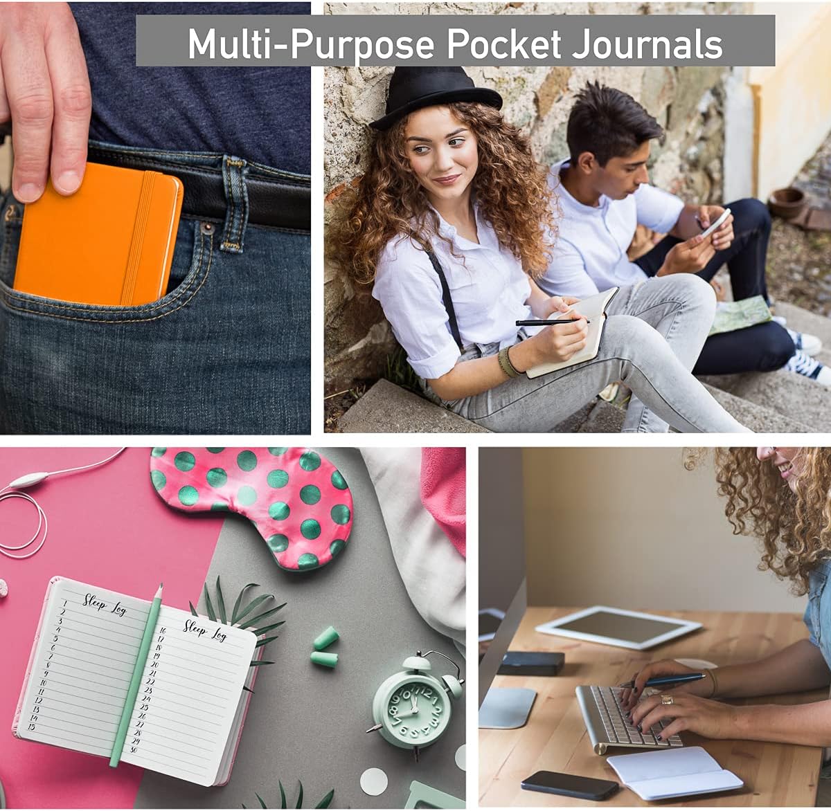 Simply Genius Mini cuadernos tamaño A6 de bolsillo con tapa dura, juego de diario de bolsillo pequeño a rayas para la escuela, el hogar y la