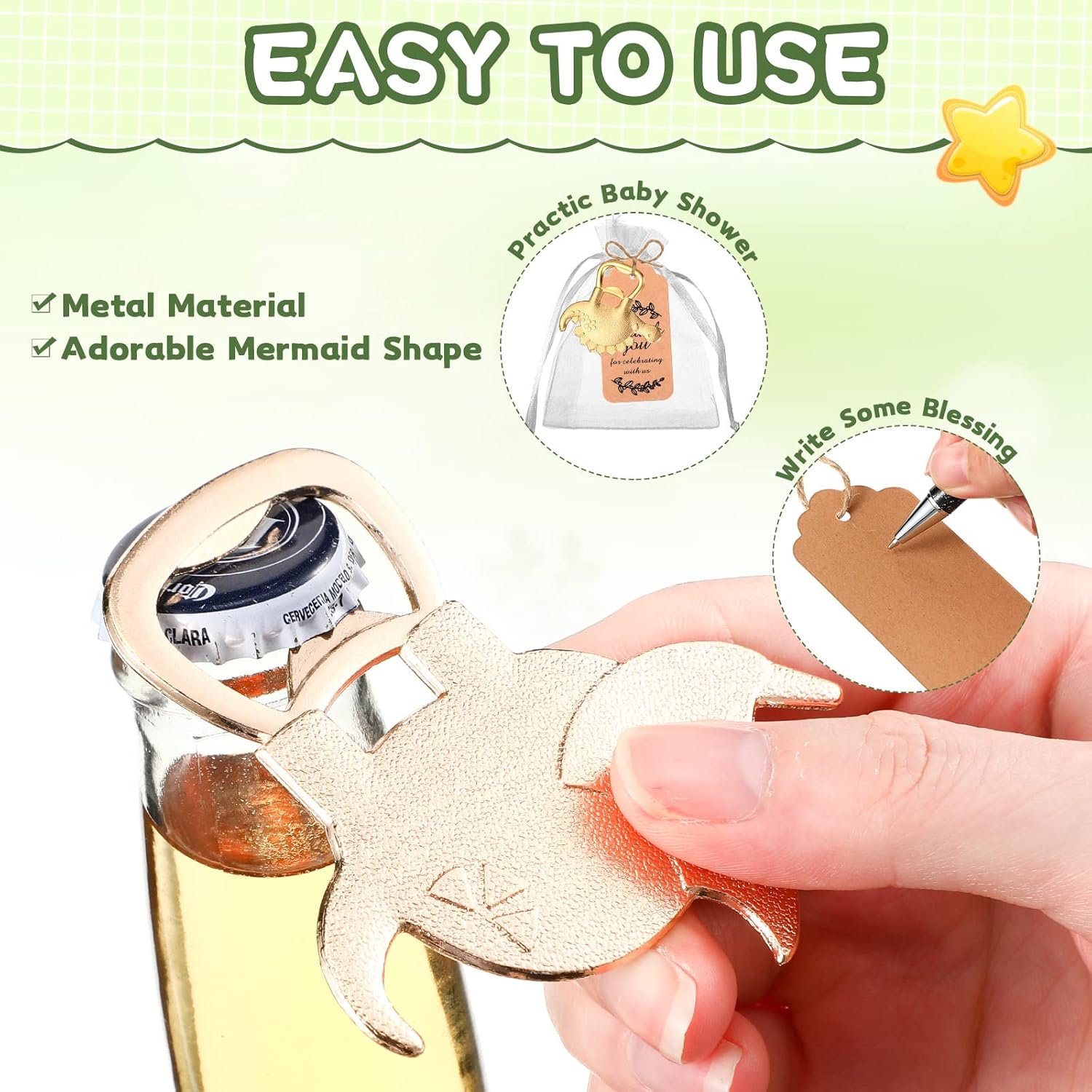 54 piezas de abrebotellas de dinosaurio, regalos de devolución de baby shower para invitados, abridor de botellas y recuerdos con bolsas de organza,
