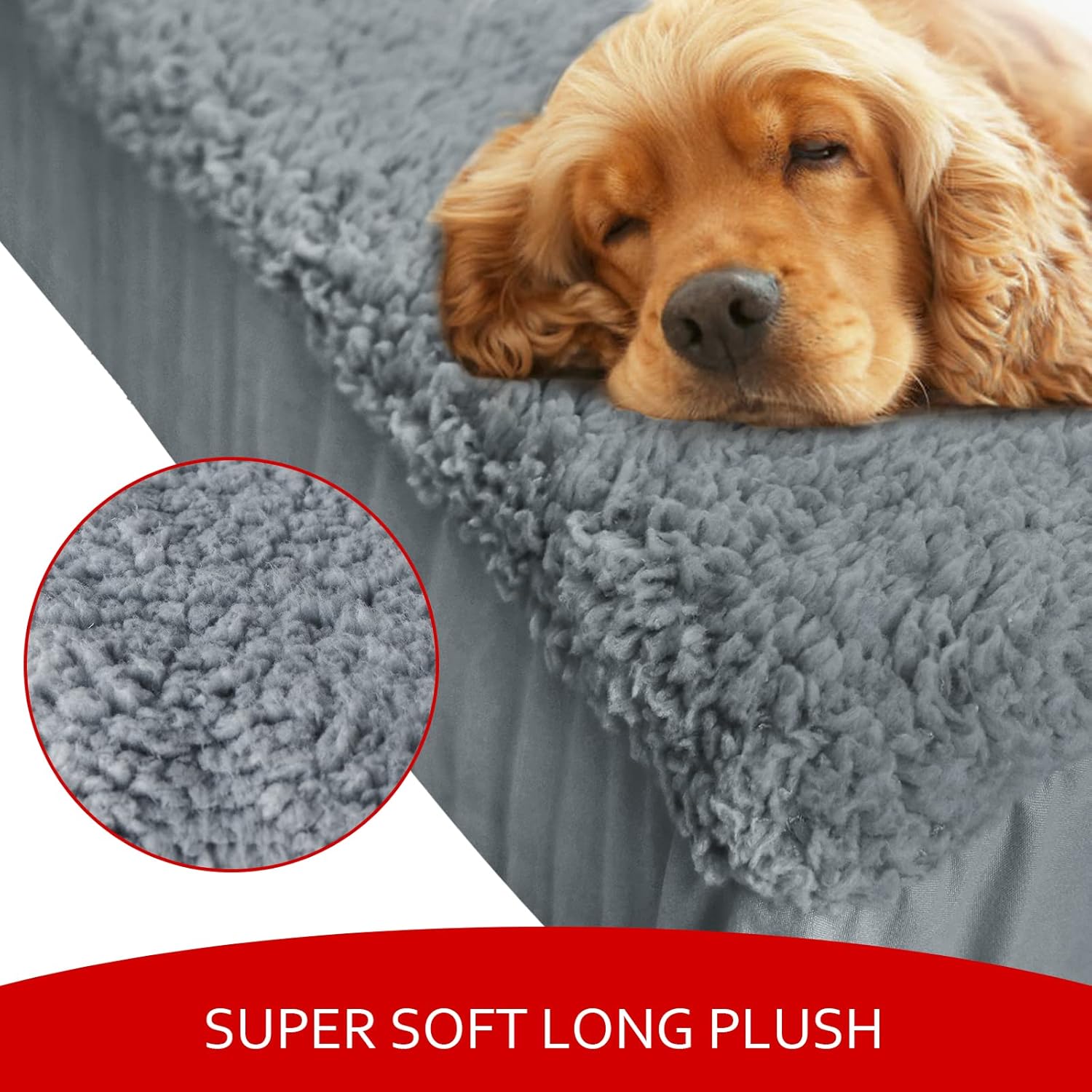 Fundas de cama para perro, repuesto de felpa suave, lavable, forro impermeable para cama de perro, gris, funda de colchón para perro, funda de cama