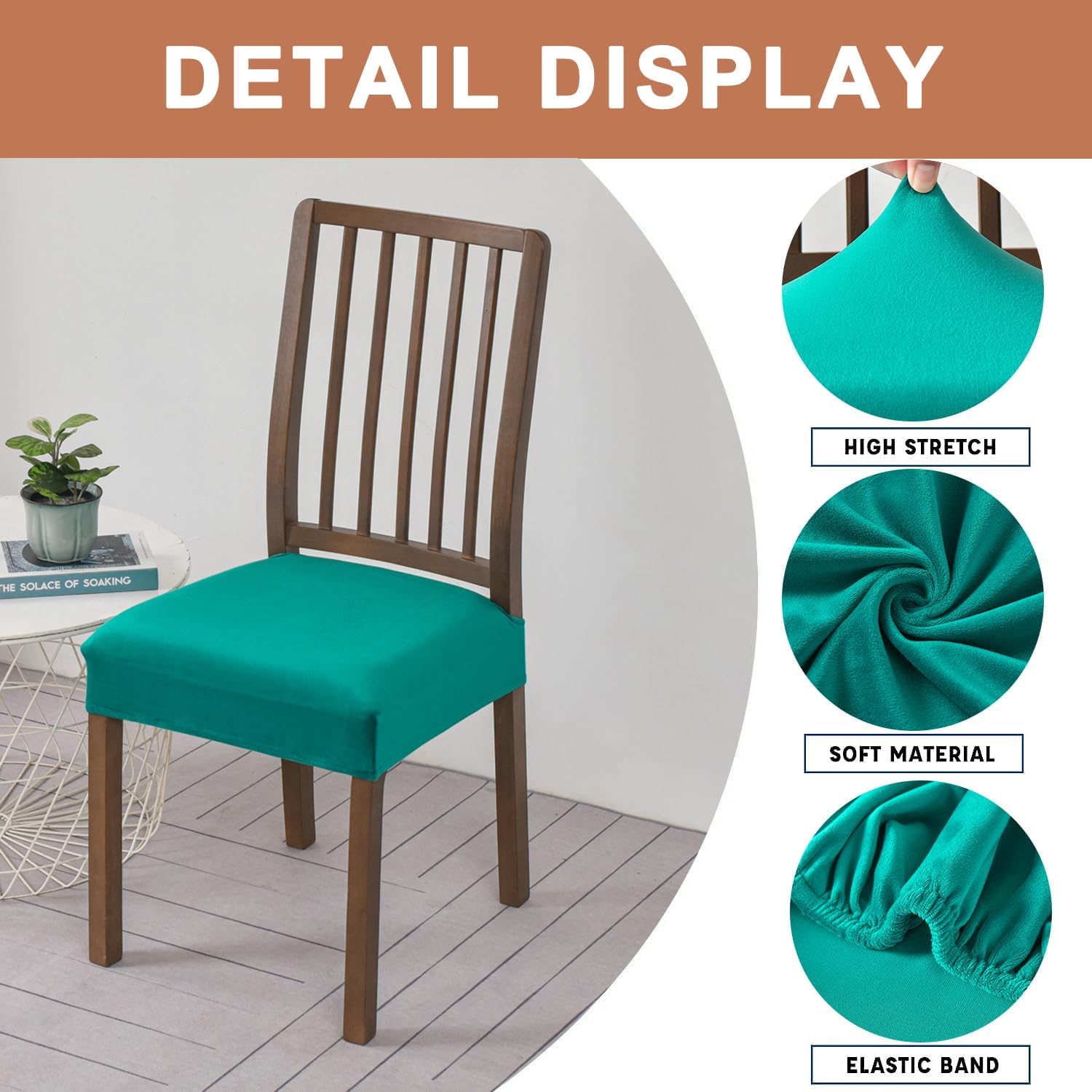 Eco-Ancheng Fundas de asiento de terciopelo para sillas de comedor, 2 piezas, fundas elásticas para sillas de comedor, fundas de asiento extraíbles