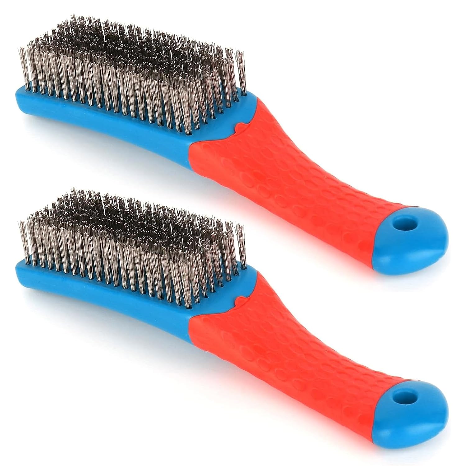 Paquete de 2 cepillos de alambre para limpieza, cepillo de alambre de acero inoxidable resistente para limpieza de óxido de metal, limpieza de