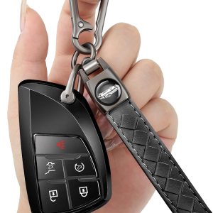 Funda compatible con Chevy Silverado 1500 GMC Sierra 1500 2022 2023, con llavero de cuero, funda de protección de TPU suave (negro) Funda compatible con Chevy Silverado 1500 GMC Sierra 1500 2022 2023, con llavero de cuero, funda de protección de TPU suave (negro)