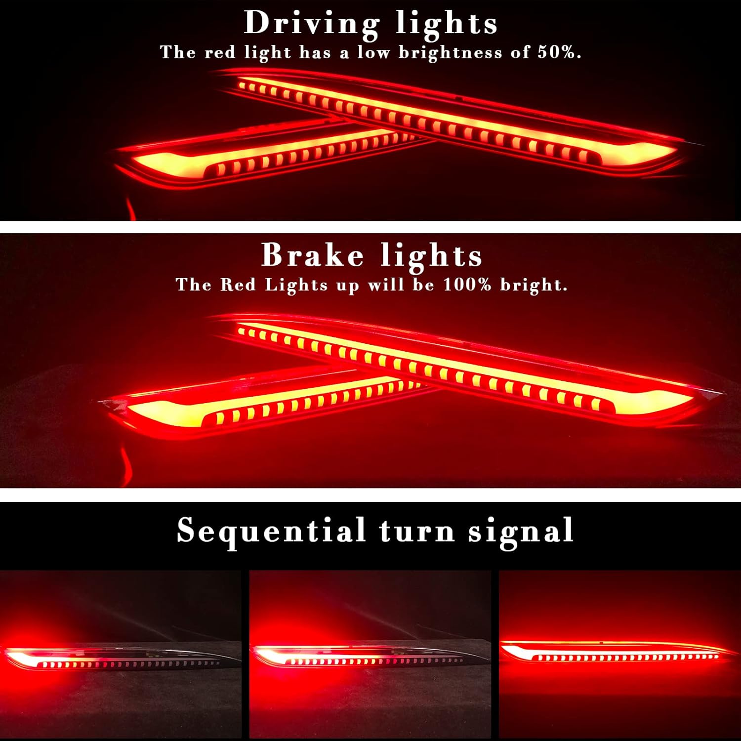 Luces LED para parachoques trasero para Tesla Modelo Y 2017-2022, color negro ahumado, funciona como faro antiniebla trasera, luz de freno trasero