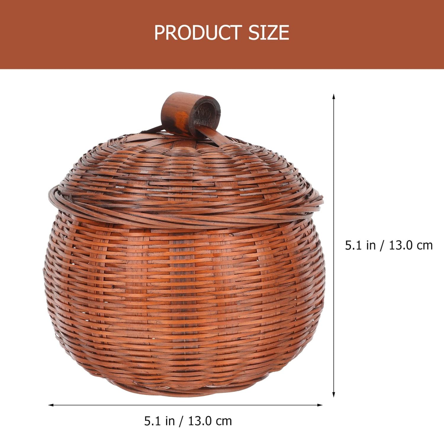 BESTOYARD Cesta de almacenamiento de ratán con forma de calabaza, caja redonda de mimbre, pequeña cesta organizadora tejida con tapa, cesta hecha a