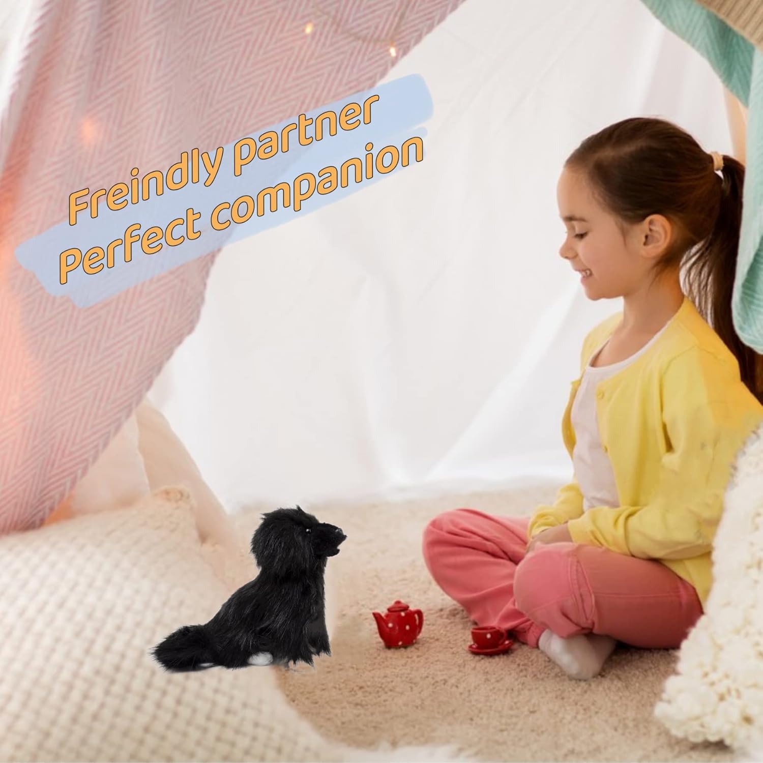 Adorable juguete de peluche de Terranova de 10 pulgadas, suave y esponjoso, para niños y niñas, bonita muñeca de animal para jugar y comodidad