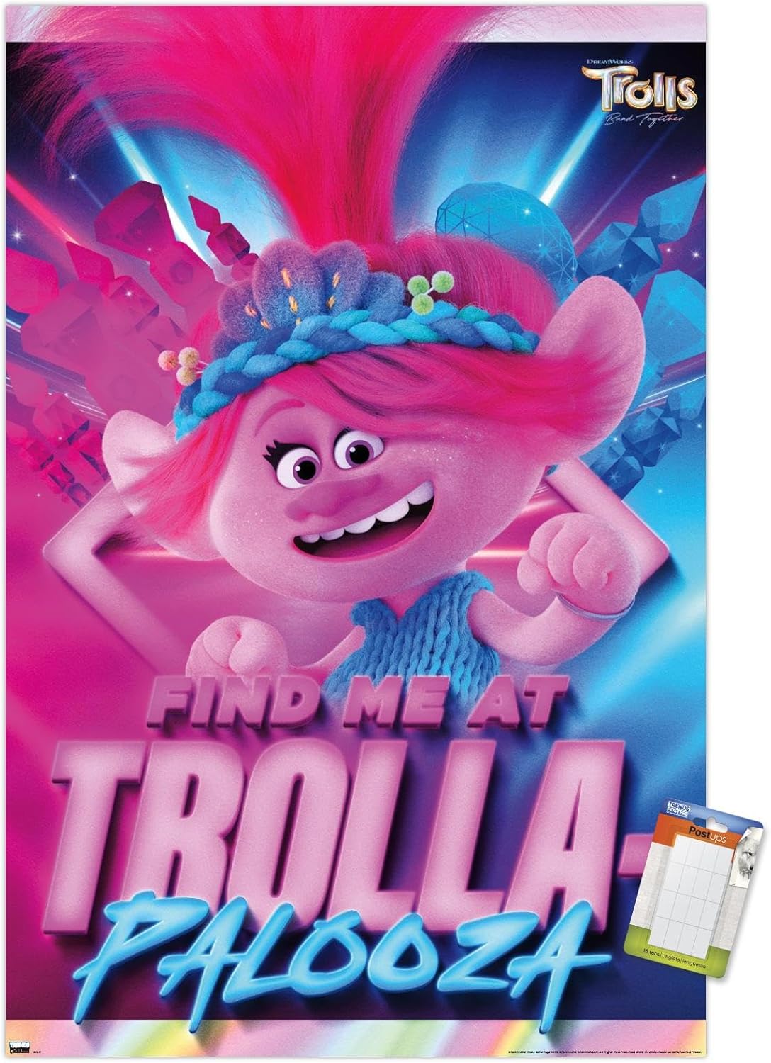 Trends International Trolls Band Together – Póster de pared de amapola, 22.37 x 34.00 pulgadas, póster premium y paquete de montaje