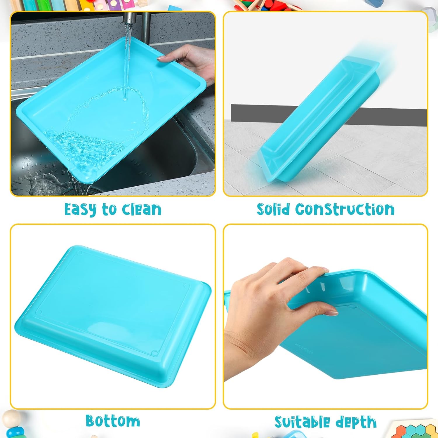 24 bandejas de plástico para actividades artísticas y bandejas de manualidades de 11 x 8.66 x 0.98 pulgadas, bandeja organizadora de servicios,
