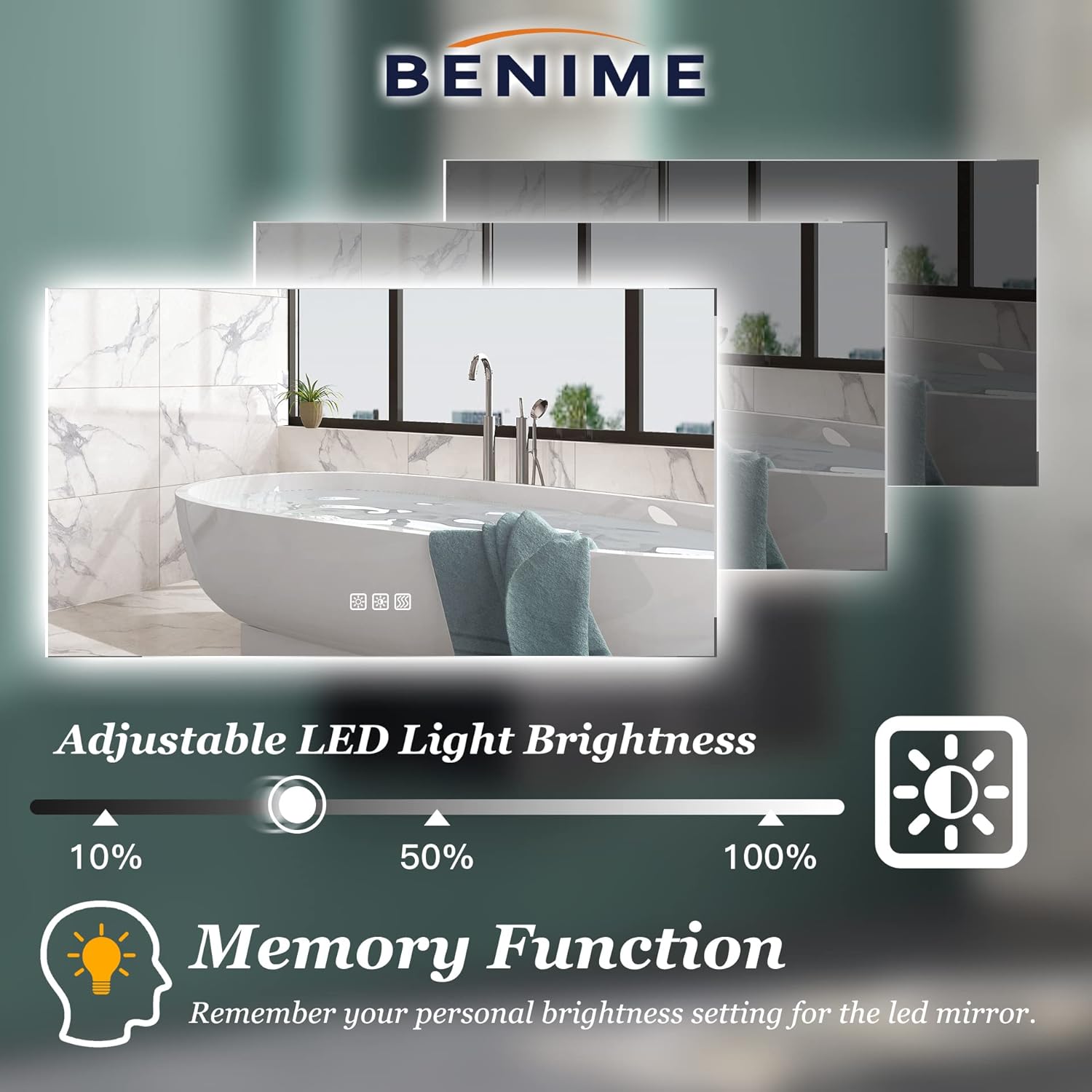 Benime Espejo de baño LED de 20 x 28 pulgadas, espejo de tocador de baño retroiluminado, espejo de tocador de baño retroiluminado para pared,