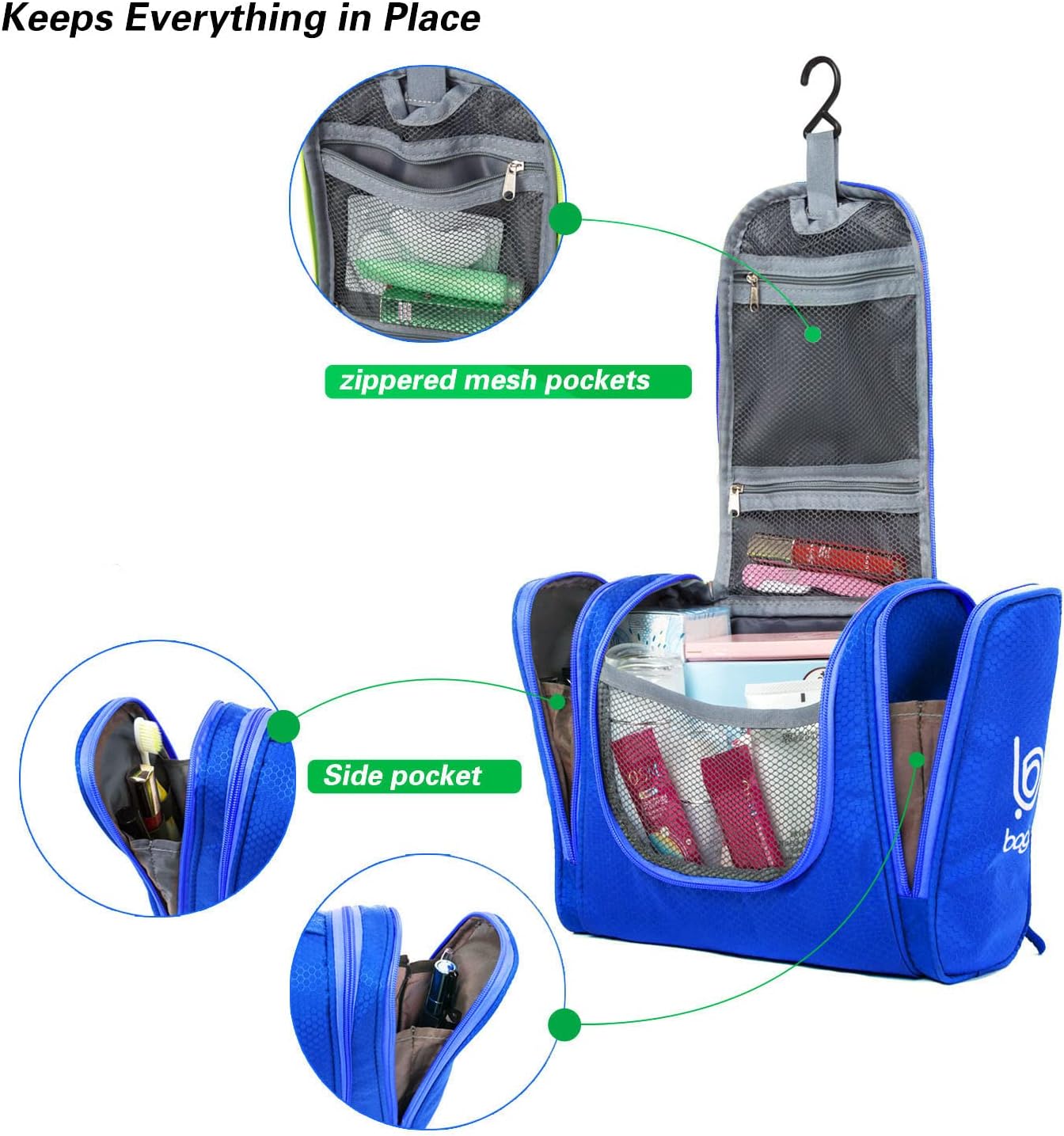 bago Neceser de viaje para mujeres y hombres, bolsa de aseo grande impermeable colgante grande para baño y bolsa de viaje para organizador de