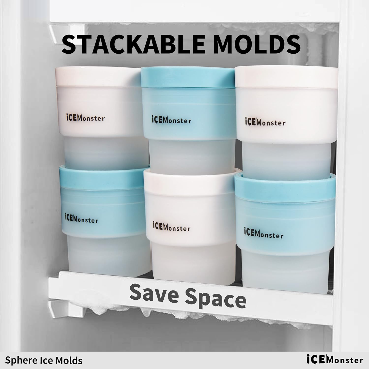 Molde de hielo esférico, molde para hielo para whisky, bola de hielo, cubo de hielo redondo, molde para cubo de hielo grande Bourbon, apilable, de