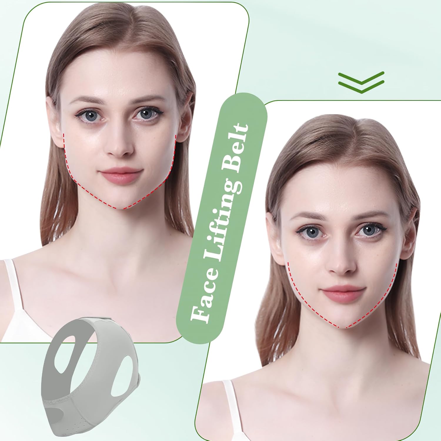 Cinturón de levantamiento facial, correa de elevación facial calmante y cómoda banda de estiramiento facial, efecto refrescante, levantamiento de
