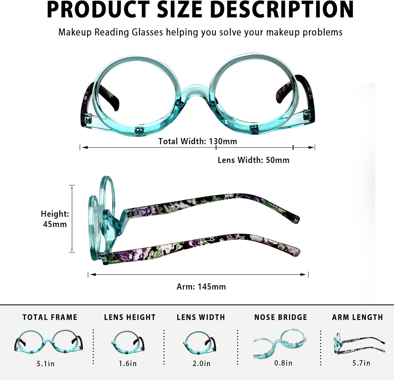 MMOWW 2 pares de anteojos de lectura de maquillaje para mujer, con lupa abatible, para lectores cosméticos