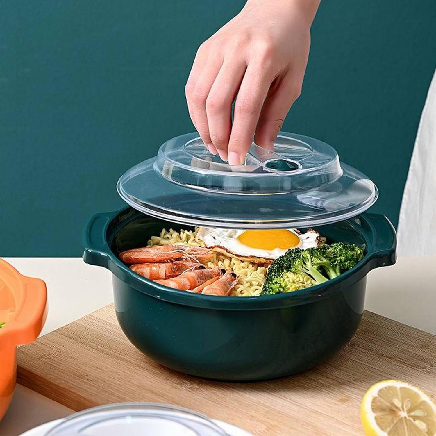 Tazón de fideos o sopa para microondas y ramen, perfecto para el desayuno, cuencos para microondas con tapas, ideales para artículos esenciales de