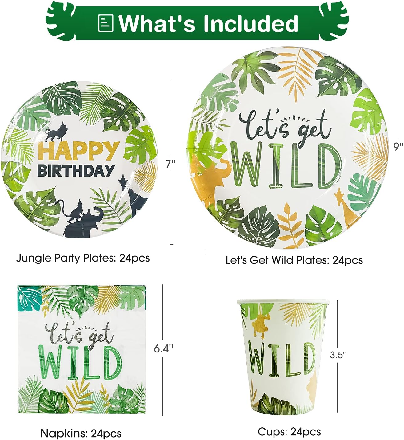 Juego de vajilla de decoración de cumpleaños de safari, suministros de fiesta temática de selva de animales, incluye platos, servilletas, manteles,