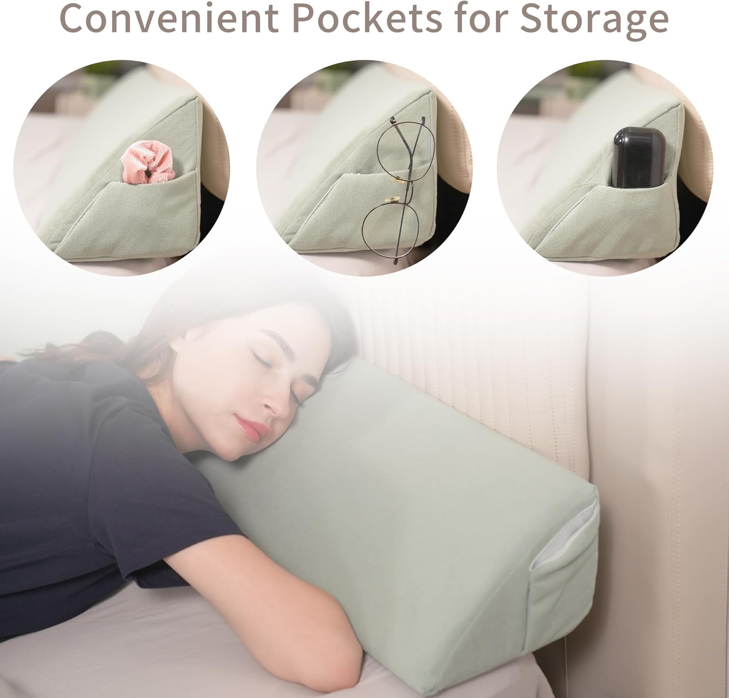 Aurako Almohada de cuña para cama de tamaño individual, almohada para cabecero, colchón de cuña, relleno de huecos de cama, triángulo, cuñas de