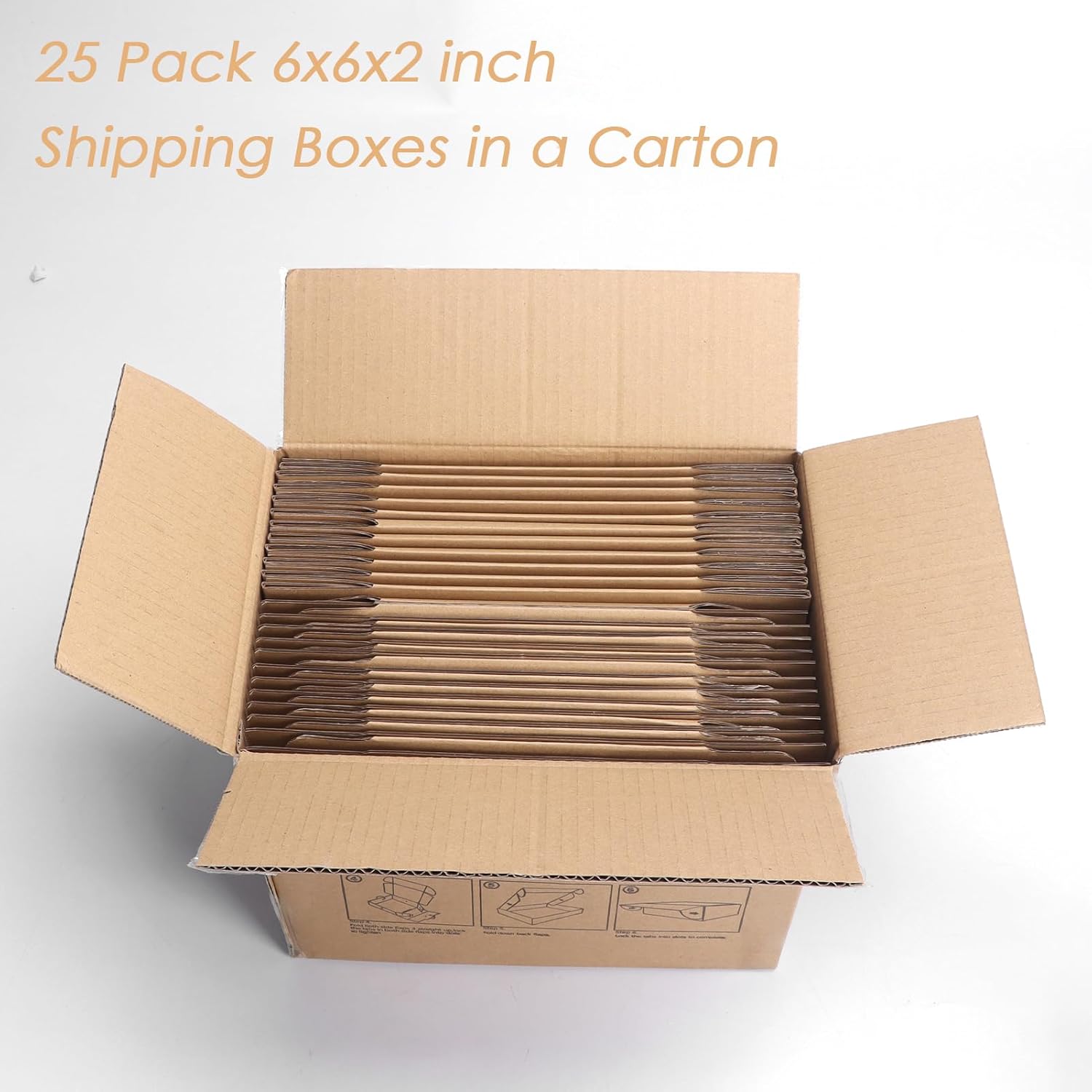 PHAREGE – Paquete de 25 cajas de envío de 6 x 6 x 2 pulgadas, cajas de cartón corrugado marrón, cajas de correo pequeñas para embalaje de pequeñas