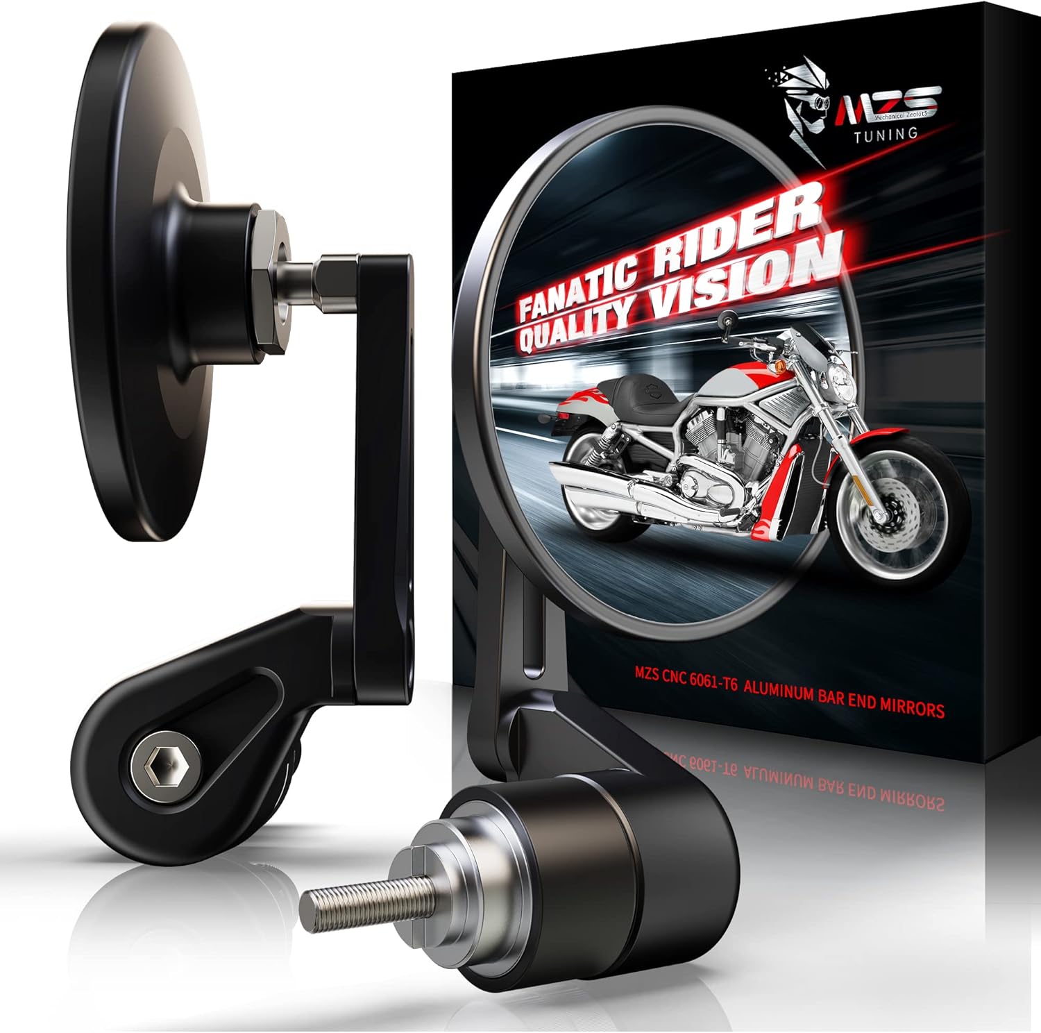 MZS Espejos de extremo de barra, espejos redondos para manillar de motocicleta, color negro, compatible con CB300F CB300R CB500F CB500X CB650F CB750
