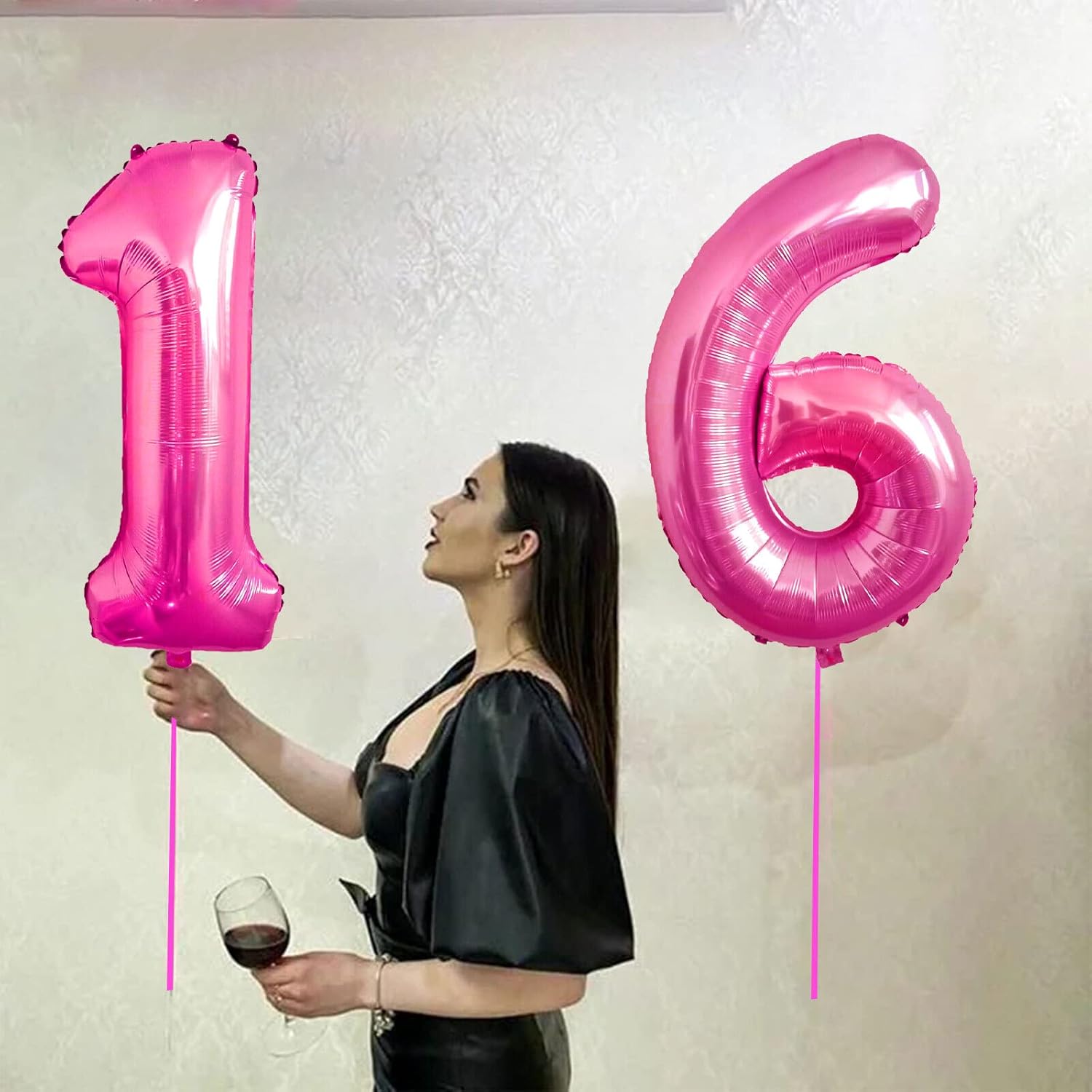 Globo rosa con el número 16 de 40 pulgadas, globos grandes de Mylar para niños de 16 años de edad, decoración de fiesta de cumpleaños, boda,