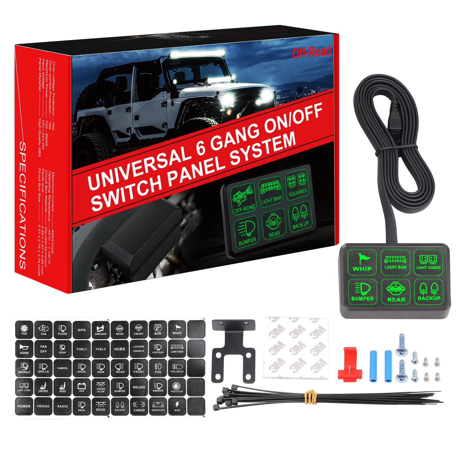 Niking Auto – Panel de interruptor de 6 bandas, sistema de relé universal de caja de control de circuito de encendidoapagado, módulos de interruptor