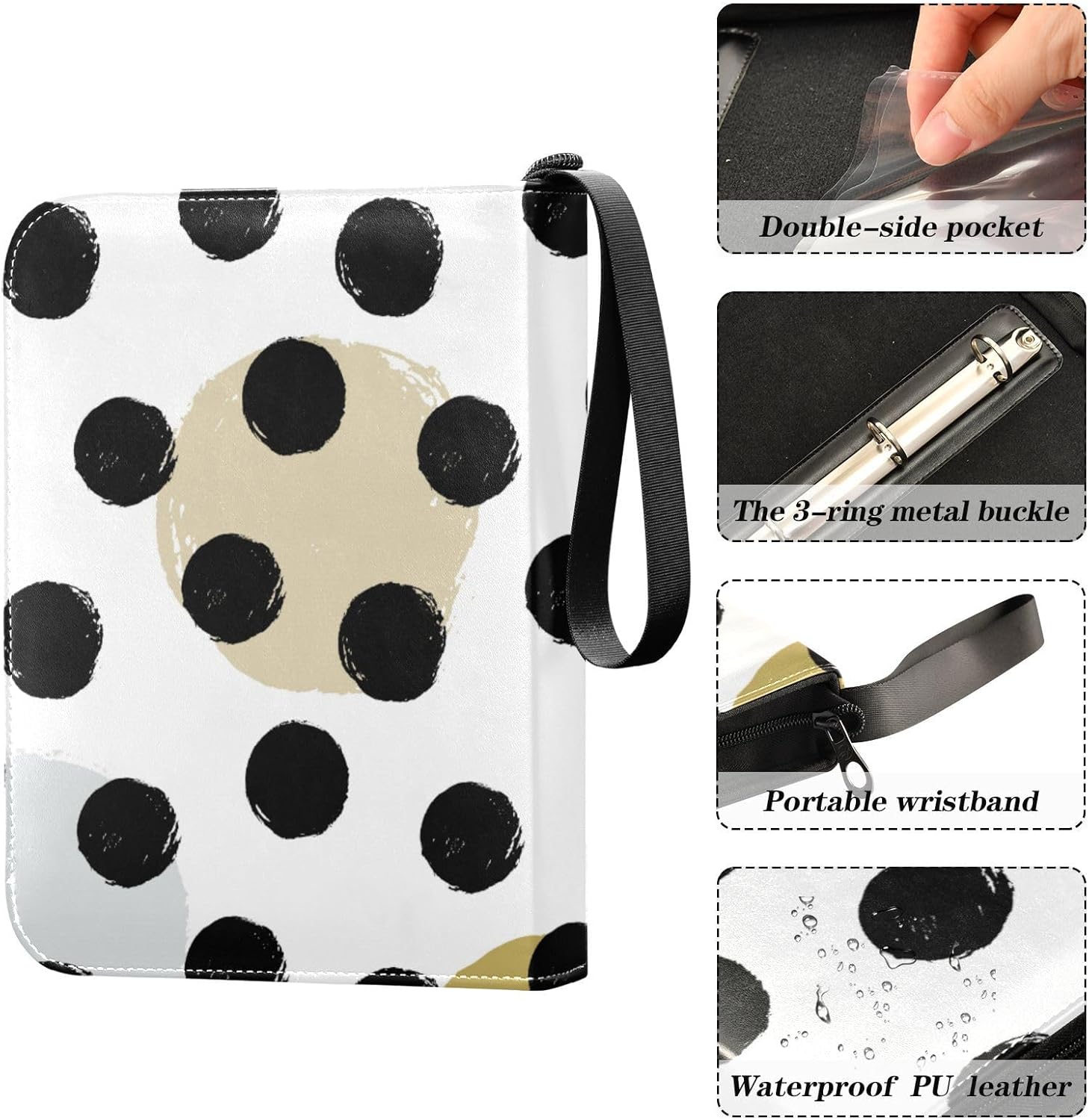 Carpeta de tarjetas coleccionables de lunares con 4 bolsillos con 50 fundas extraíbles, carpeta de álbumes de tarjetas de 3 anillas con capacidad