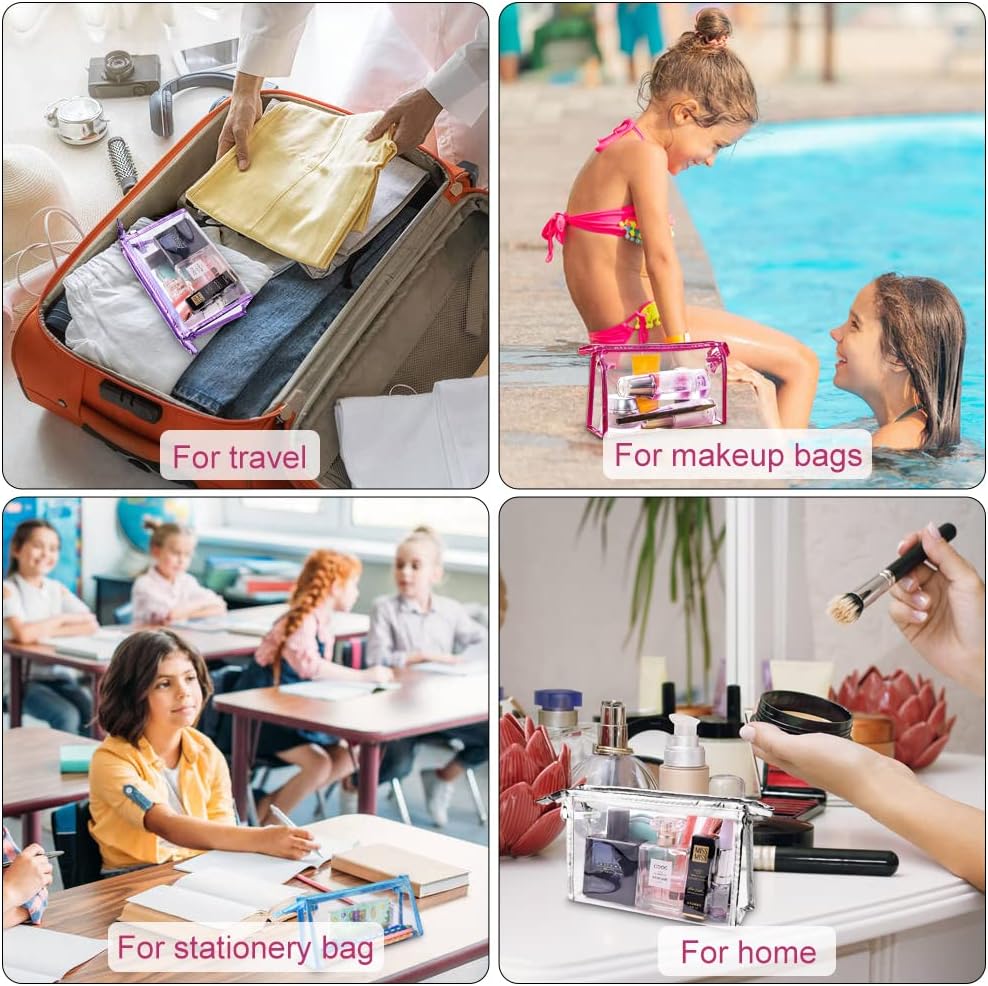 Meetory 5 bolsas de cosméticos transparentes impermeables con cremallera, bolsas de plástico transparente de PVC para maquillaje, bolsa de aseo de