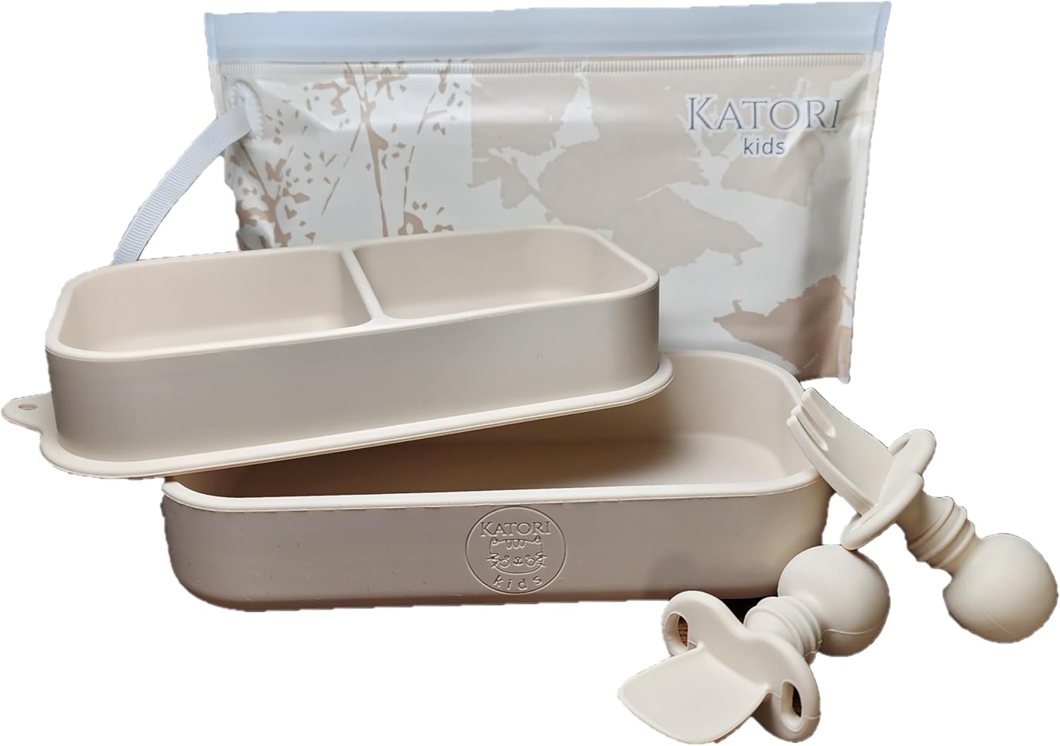 KATORI Kids – Placa de succión para el bebé para llevar, juego de 5 platos de silicona de viaje para bebés con bolsa de viaje, plato para niños