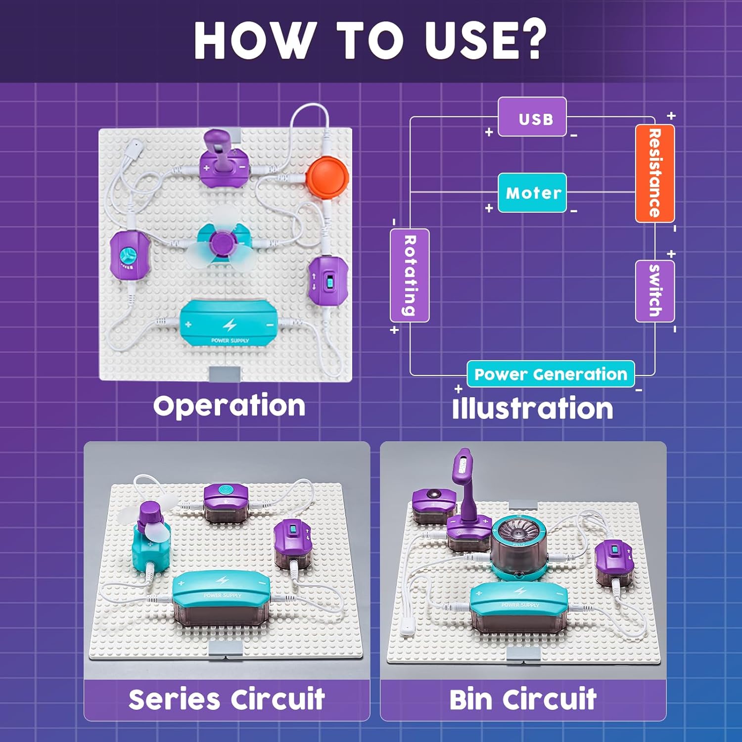 VATOS Circuito científico para niños, kit de exploración electrónica de bricolaje de 53 piezas con más de 150 proyectos, kit de placa de circuito de
