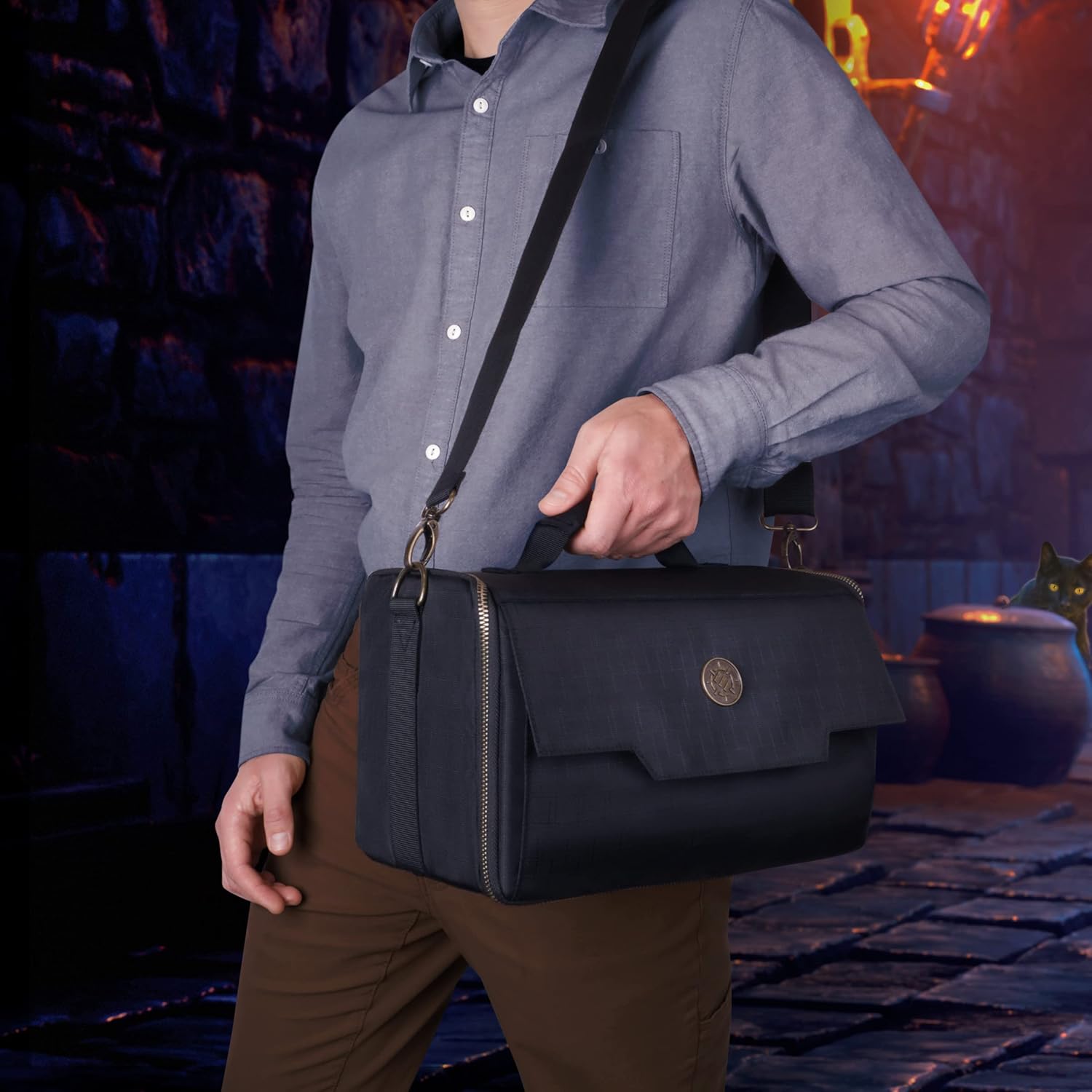 ENHANCE Bolsa de figuras en miniatura  Estuche compacto de almacenamiento y transporte para miniaturas DnD con correa para el hombro, 3 bandejas de