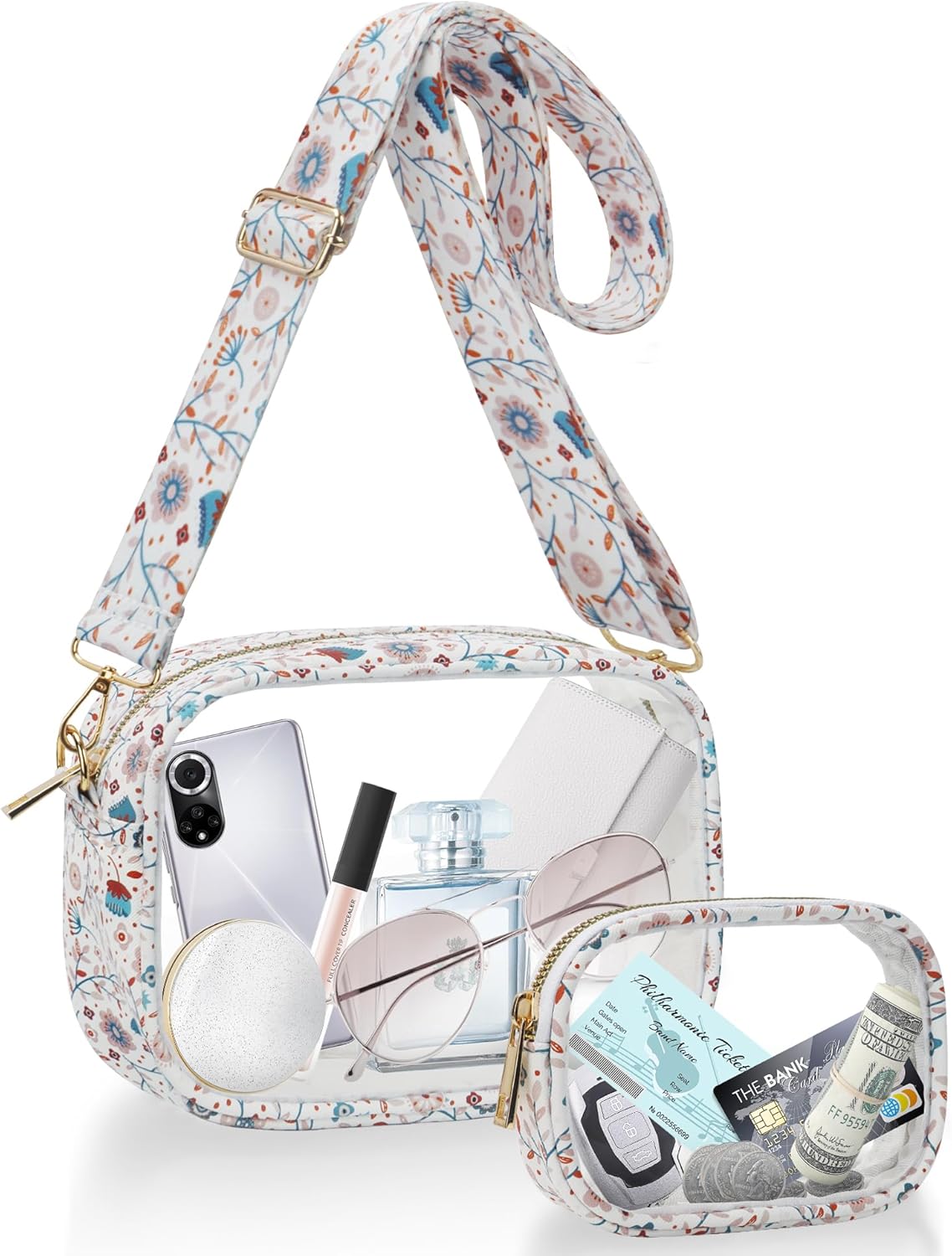 KETIEE Bolso cruzado transparente, aprobado para estadios, para conciertos, eventos deportivos, festivales