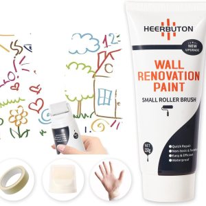 Kit de pintura para reparación de pared, mini herramienta de pintura con rodillo, secado rápido e impermeable, fácil de reparar manchas en la pared Kit de pintura para reparación de pared, mini herramienta de pintura con rodillo, secado rápido e impermeable, fácil de reparar manchas en la pared
