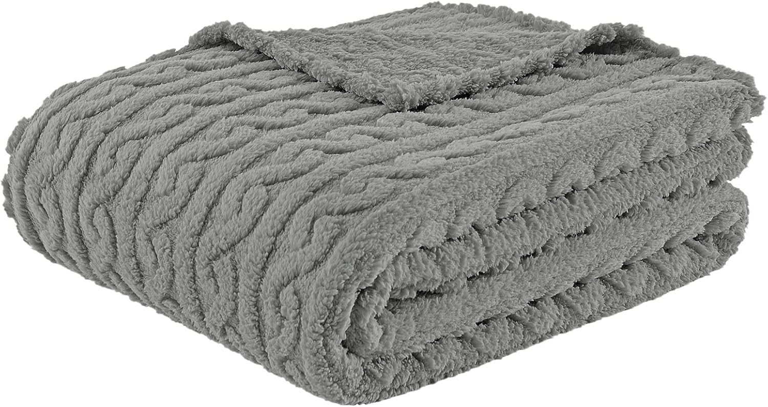 FY FIBER HOUSE Manta de forro polar  Diseño de patrón 3D Sherpa manta para camping, viajes, cálida, súper suave, esponjosa, acogedora, decorativa,