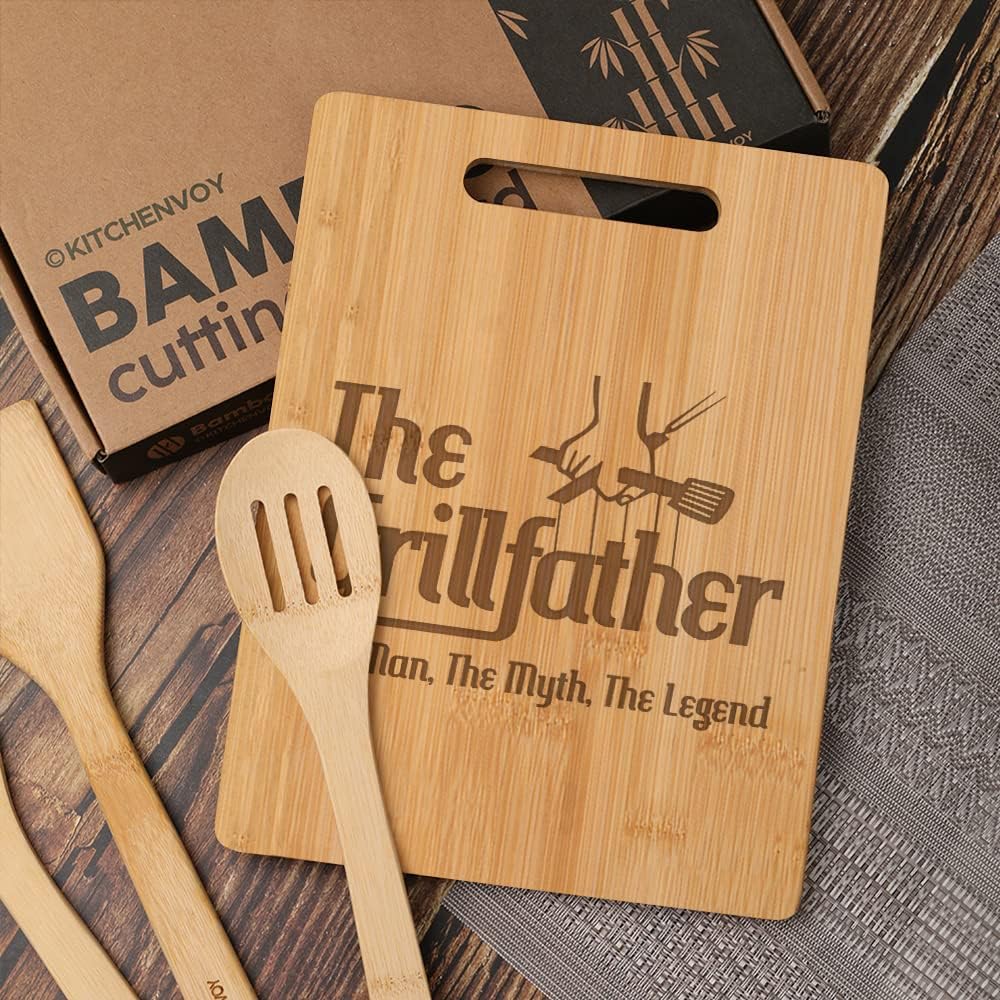 Tabla de cortar para papá, The Grillfather The Man The Myth, The Legend, regalos para papá en cumpleaños, juego de regalo de tabla de cocina de