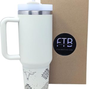 FTB Creative Vaso mate suave de 40 onzas, diseño personalizado, acero inoxidable de doble pared, con tapa y popote (Desert Western, Iced) FTB Creative Vaso mate suave de 40 onzas, diseño personalizado, acero inoxidable de doble pared, con tapa y popote (Desert Western, Iced)