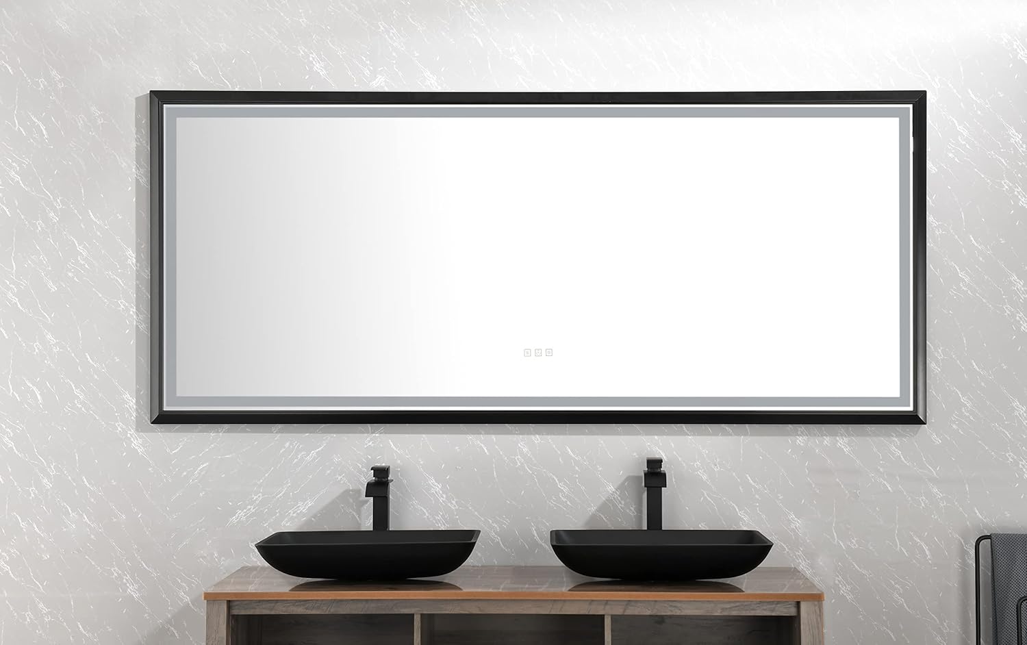 HomSof Espejo de baño LED súper brillante de 88 x 38 pulgadas con luces, espejo de marco de metal, espejo de tocador iluminado para pared, espejo
