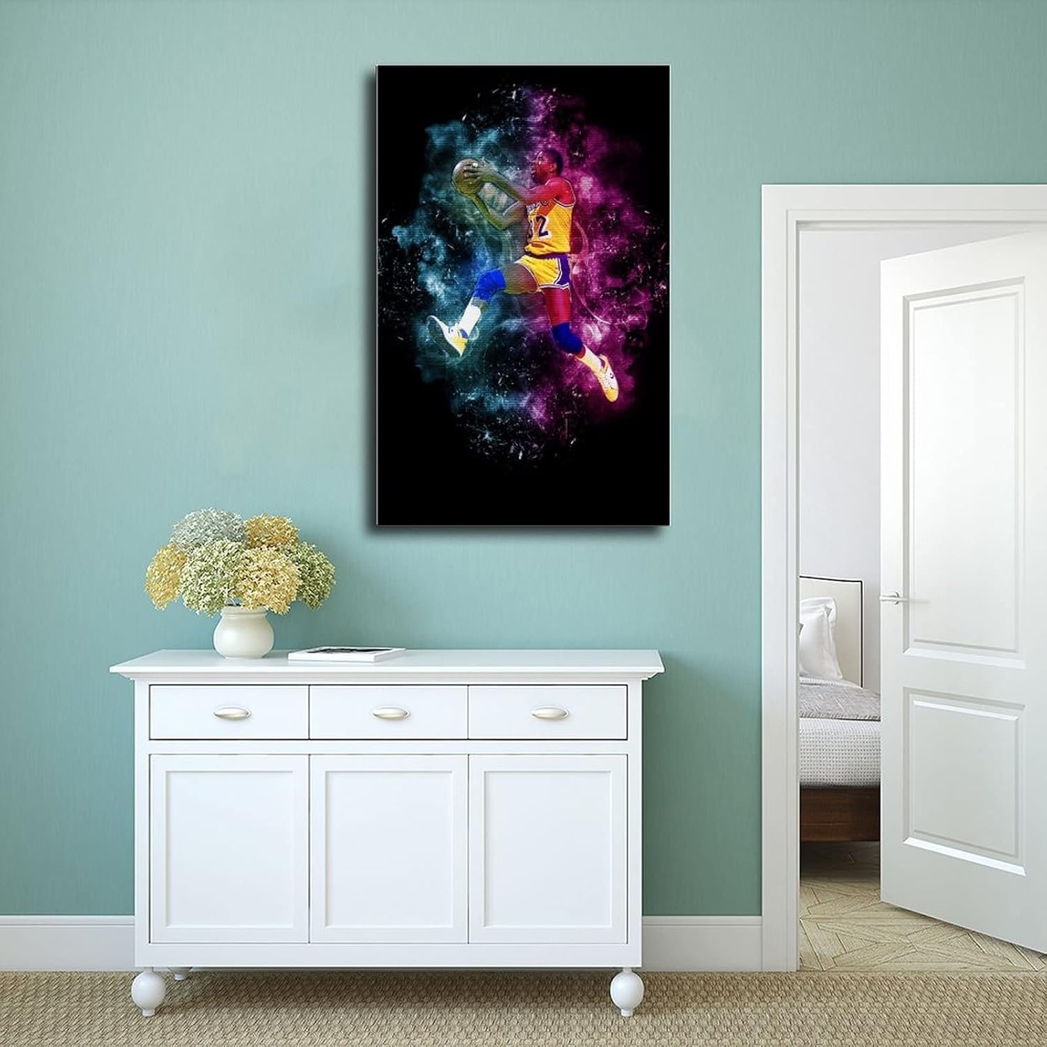 QIANC Magic Johnson – Póster de 11 lienzos para decoración de dormitorio, paisaje deportivo, oficina, habitación, regalo, sin marco 12 x 18 pulgadas