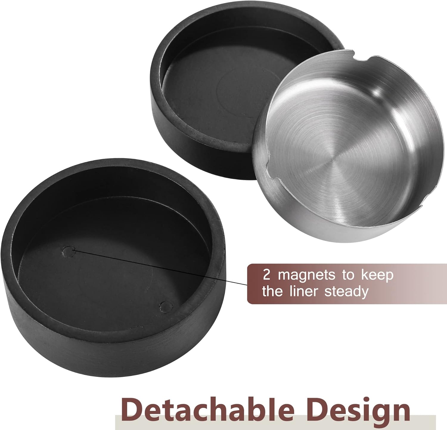 Cenicero de madera con tapa, resistente al viento, bandeja de cenizas duradera con forro de acero inoxidable, fácil de limpiar, ceniceros frescos