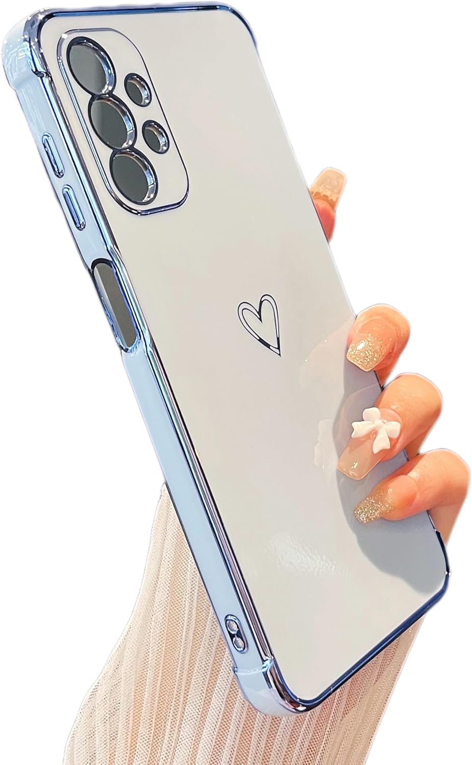 ZTOFERA Funda Samsung Galaxy A23 4G5G, bonito borde chapado con patrón de corazones de amor con protección para lente de cámara, funda para Galaxy