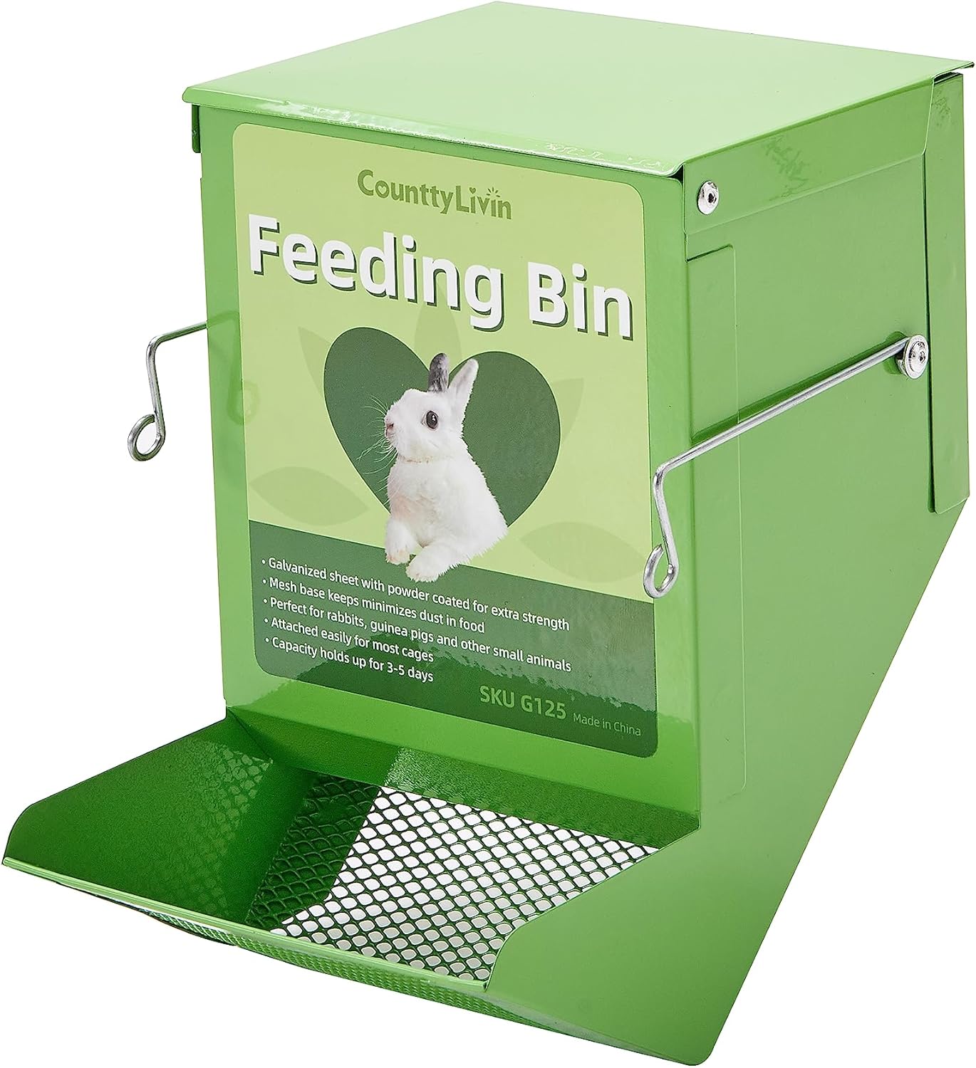 Comedero de metal para animales pequeños con tapa, comedero resistente para conejos, dispensador de comida para conejos de gran capacidad, ideal