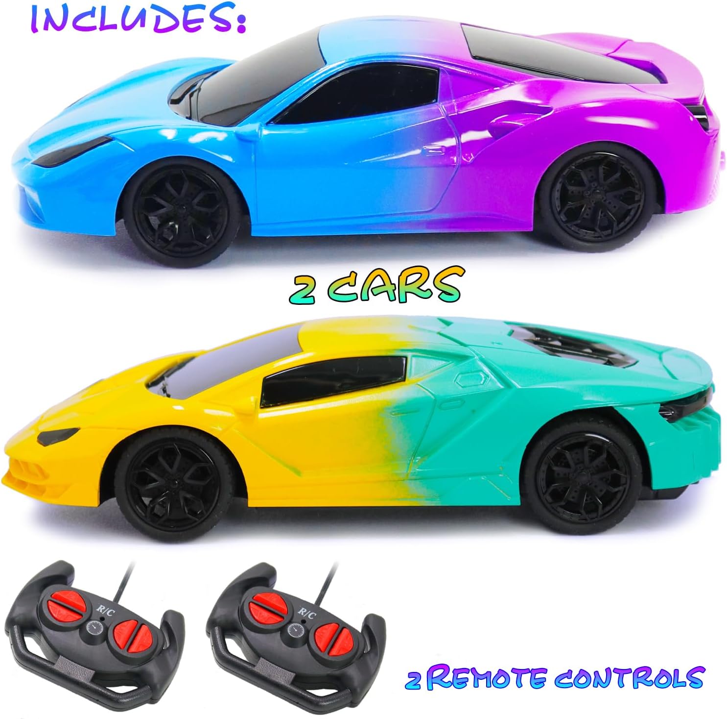 Remote Control Race Car for Boys Girls 3-5 Years- 2 Toddler Remote Control Cars Ages 2-4 Toy Racing for 6-8 Years Old Kids New Year Christmas